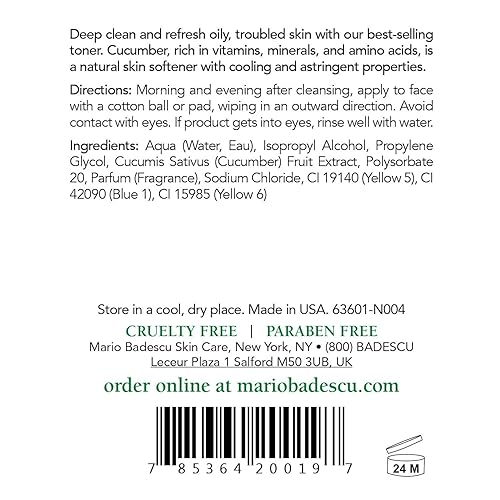 Miniatura 2 de Mario Badescu Loción especial de pepino  Tónico facial no seco y no irritante para eliminar el exceso de aceite y secar brotes  Revitalizante,