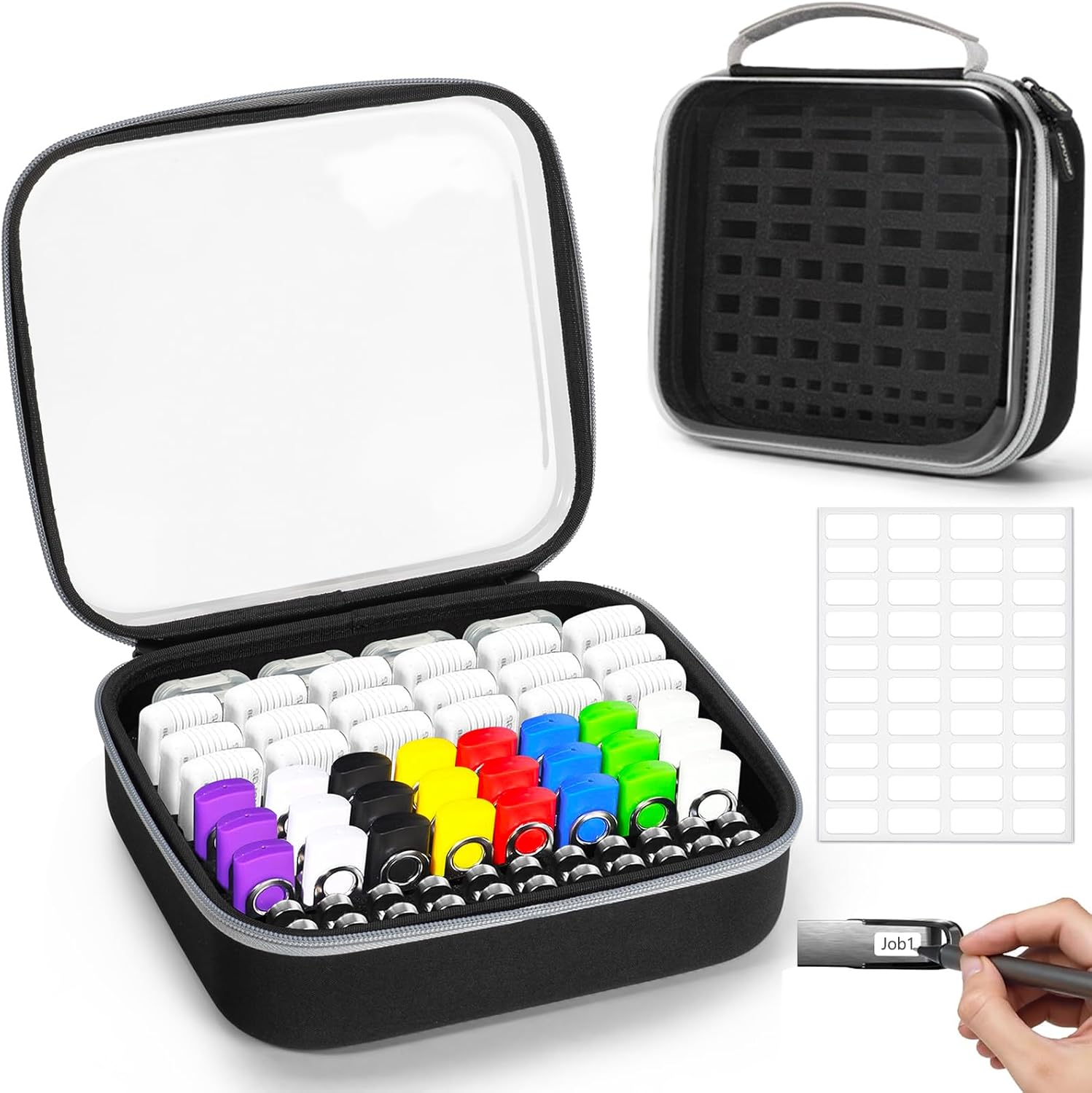 Clear Flash Drive Case, Hard USB Case Thumb Drive Organizer Holds 64 Drives and 8 SD cards, Flash Drives Holder for Samsung & Sandisk & Memory Stick & Jump Drive