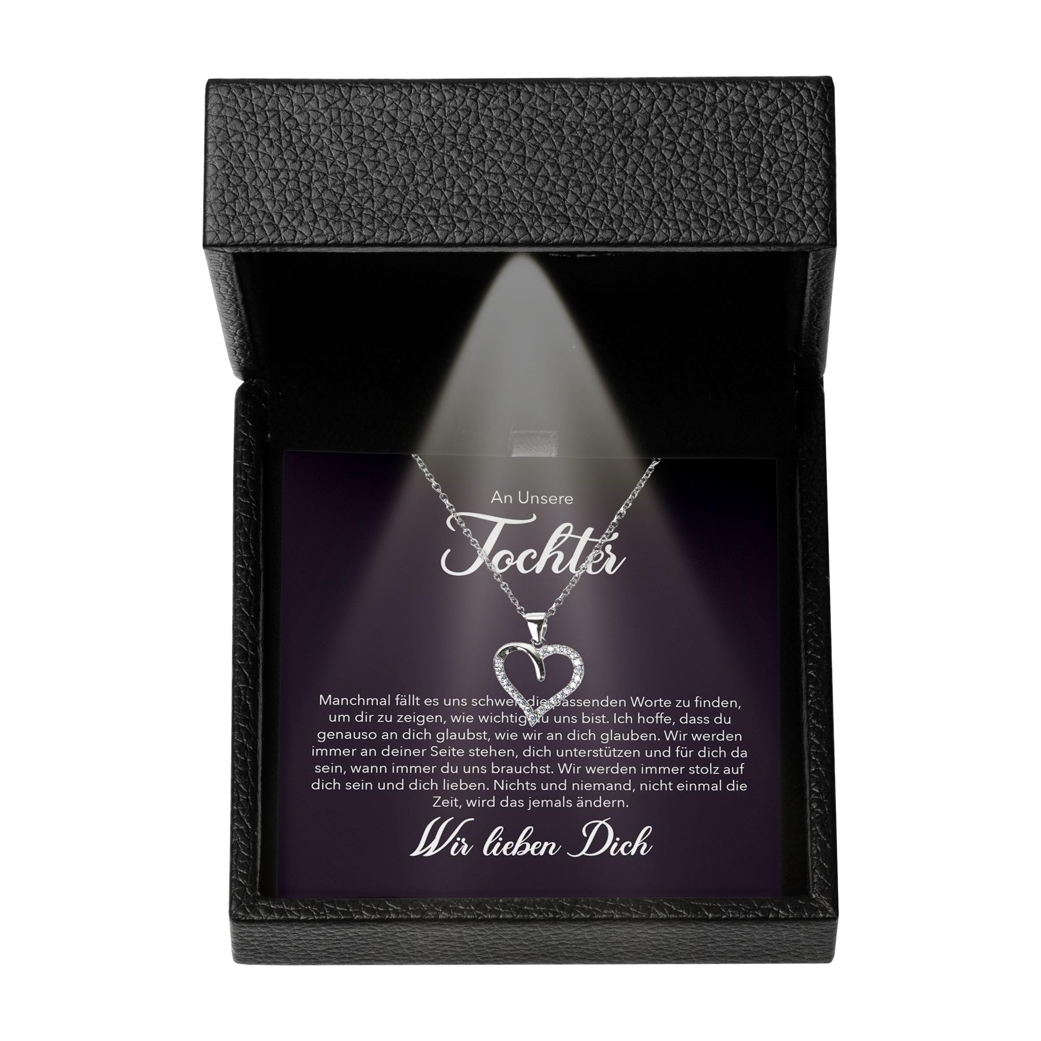 Silber 925 Herz Halskette - Tochter Geschenk von Mama Papa - Konfirmation Firmung 18. Geburtstag Weihnachten