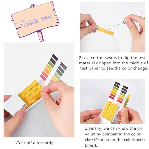 Miniatura 4 de Papel de prueba de pH 1-14, 180 tiras de prueba de pH con estuche de almacenamiento para orina, saliva, agua potable, piscina, spa, jabón, líquidos,