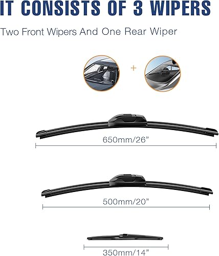 Miniatura 100 de 28"+20" Limpiaparabrisas frontales para Toyota Sienna 2020 2019 2018 2017 2016 2015 2014 2013 2012 2011 2010 (Juego de 2) Adaptador de gancho J/U