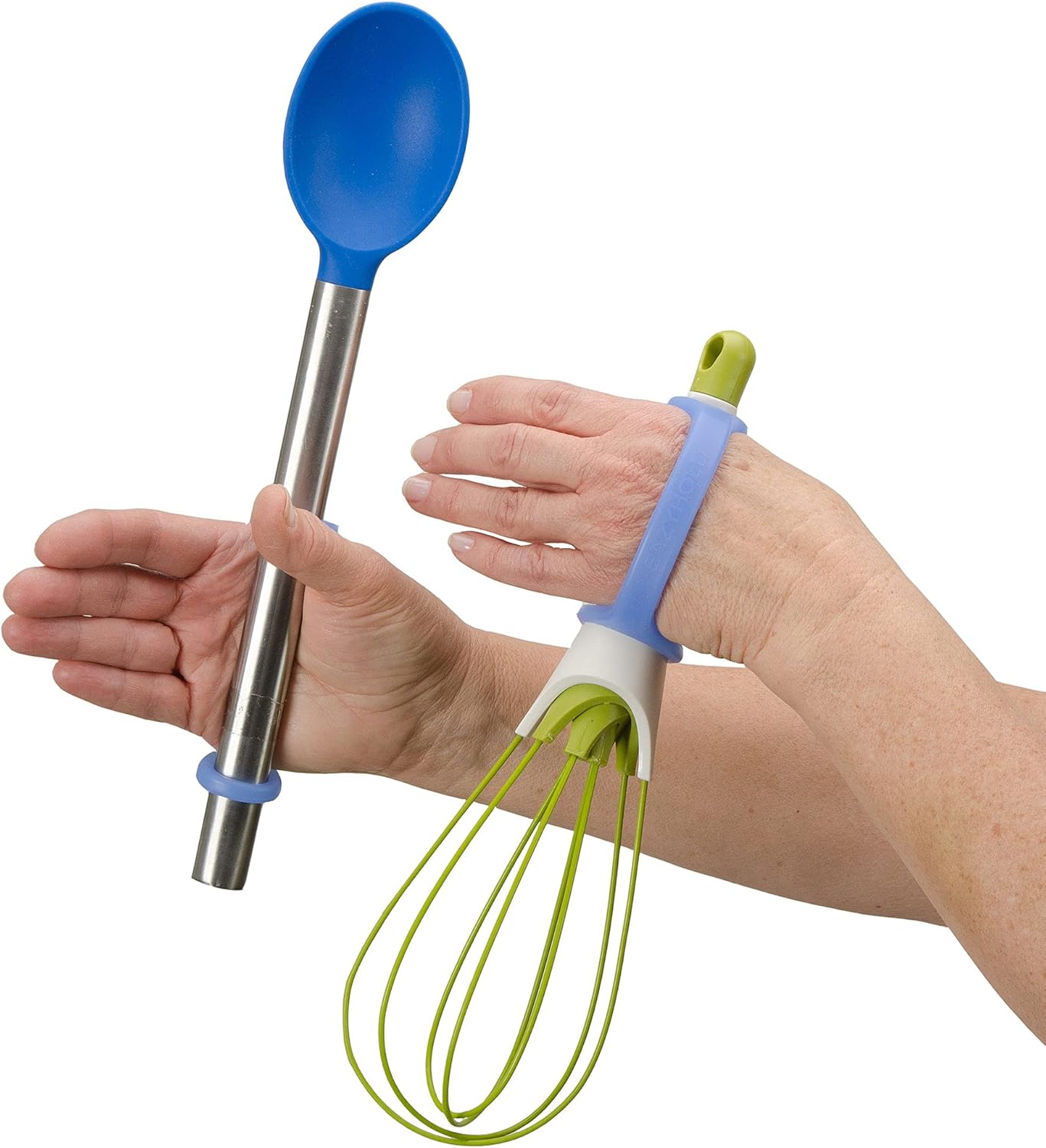 EazyHold Blue Silicone Universal Cuff, Assistive Hand Grip Holder for Special Needs, Cerebral Palsy, Handicap, Pediatric Mobility Daily Living Aid, Therapy Equipment with Adaptive Handles 2-Pack 5.25" : Health & Household