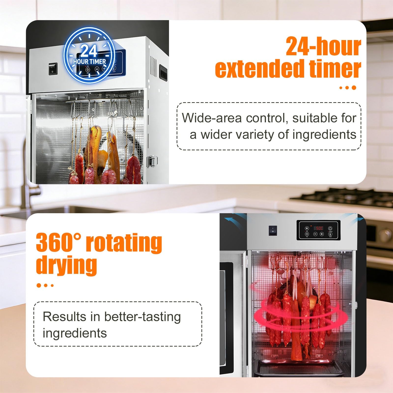 Essiccatore Carne, Essiccatore Carne Professionale Digitale 800w Con Timer 24 Ore, Armadio Di Essiccazione Sospeso per Carne Secca E Salumi, Uso Ristorante