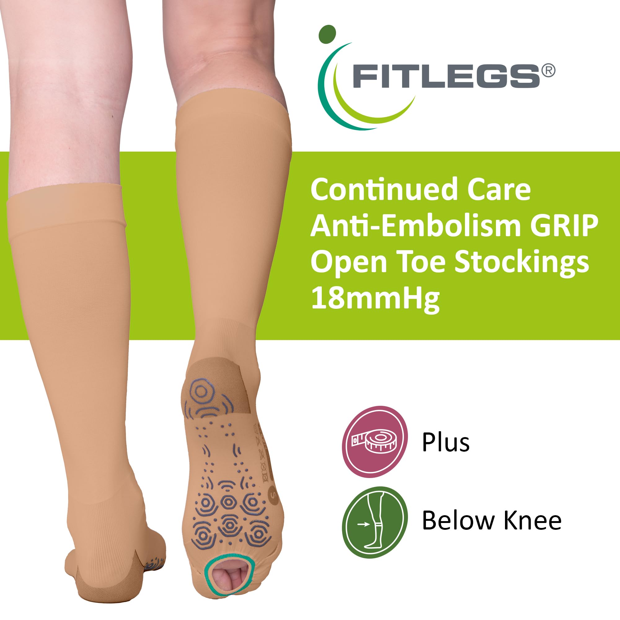 FITLEGS AES Grip, Below Knee - Plus - Beige - Image 2