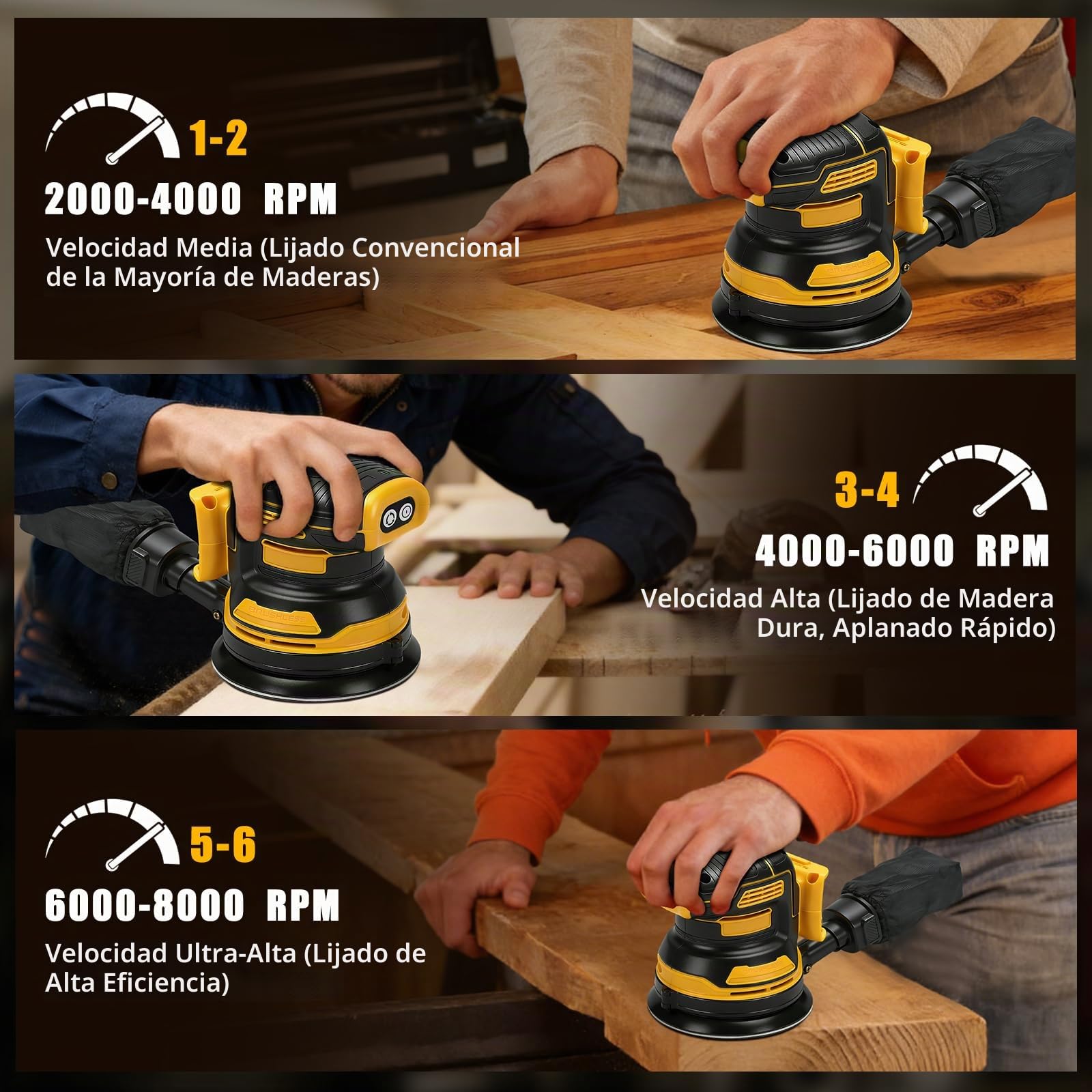 Lijadora Orbital Inalámbrica 125 mm para Dewalt 20V (sin Batería)