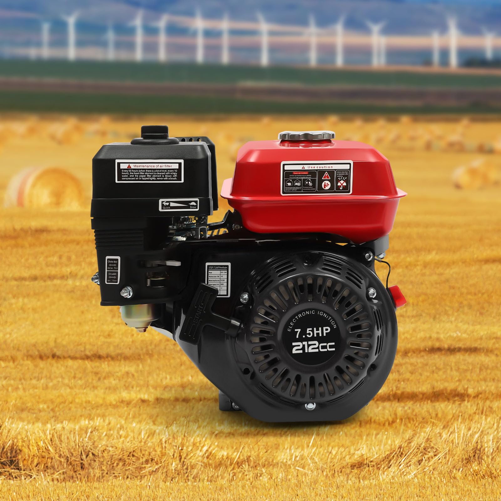 Motor de gasolina de 4 tiempos 7,5 CV 4kW motor de un solo cilindro 212cc 3600 rpm refrigerado por aire motor estacionario generador de energía para pulidoras, granadoras, bombas de agua y más