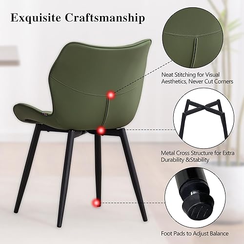 Miniatura 5 de YOUNIKE Juego de 2 sillas de comedor tapizadas de piel sintética para cocina, comedor, modernas de mediados de siglo, sillas auxiliares con respaldo