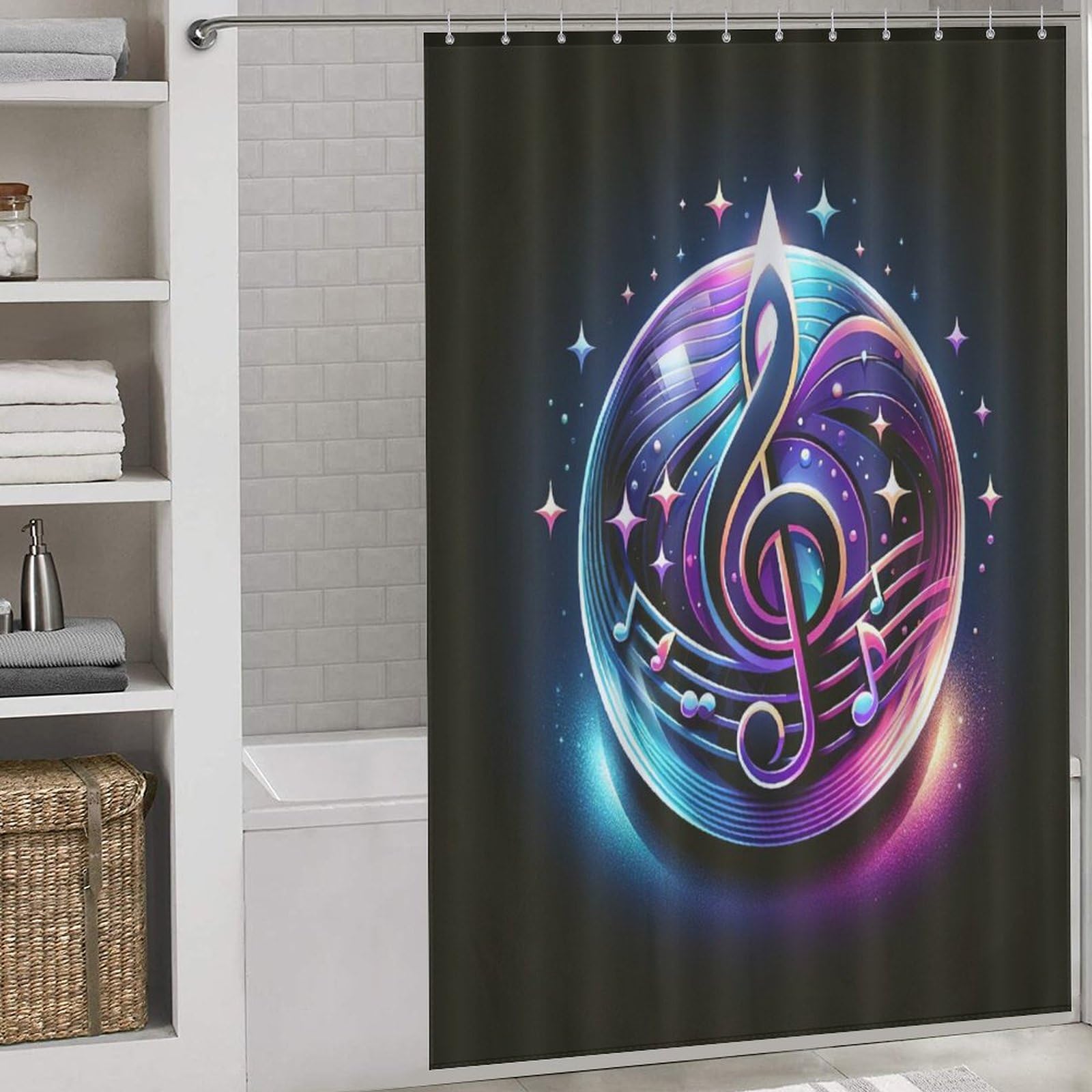 Rideau de douche note musicale lavable en machine 152x183 cm