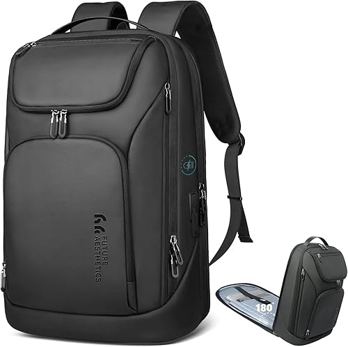 Miniatura 8 de Mochila de negocios para hombre, mochilas antirrobo inteligentes para laptop de 17.3 pulgadas con puerto de carga USB, resistente al agua, mochila