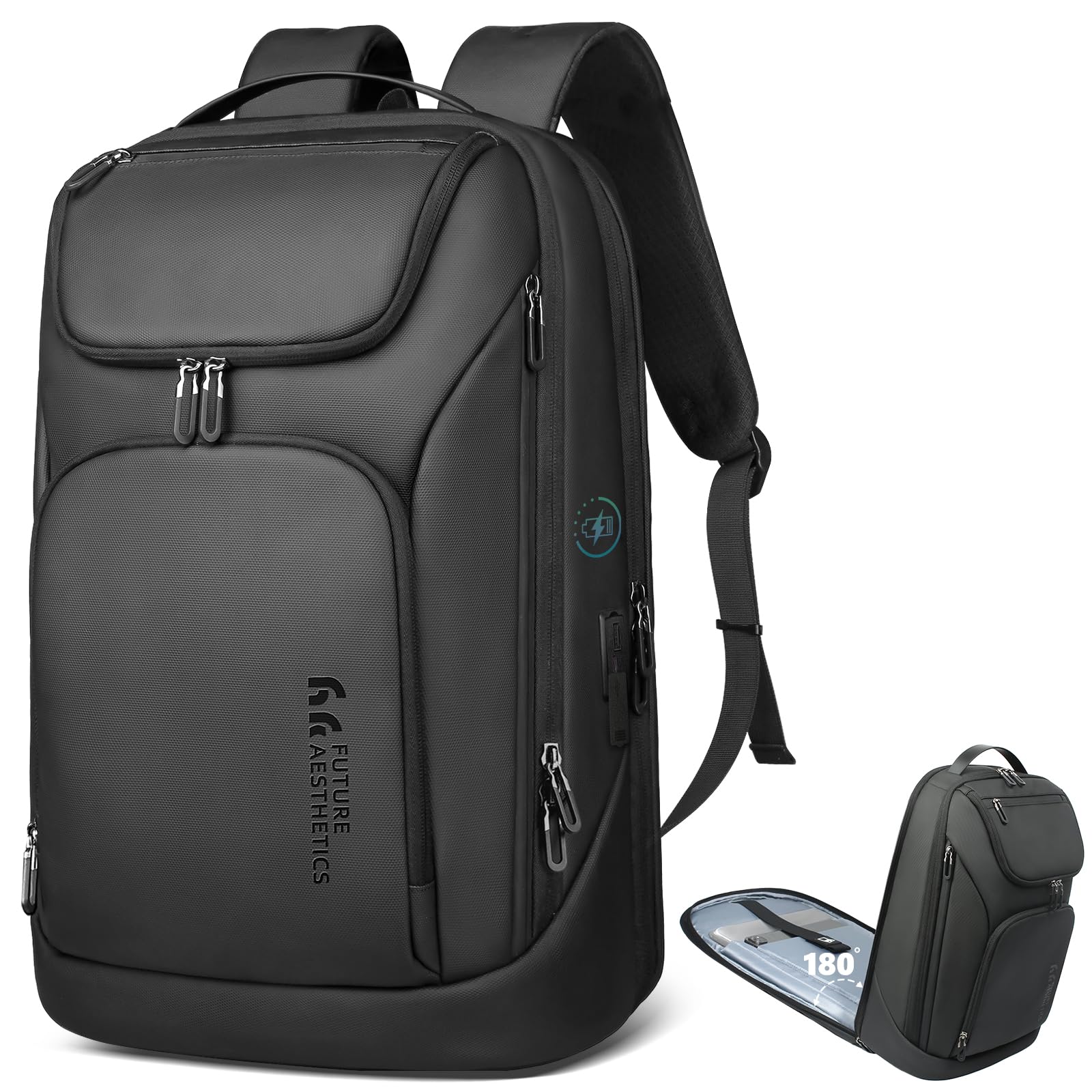 hk Business Smart Backpack for Men Anti-Theft for 17.3 Inch Laptop with USB Charging Port Water-Resistant Large Durable Compact 30L for Travel College