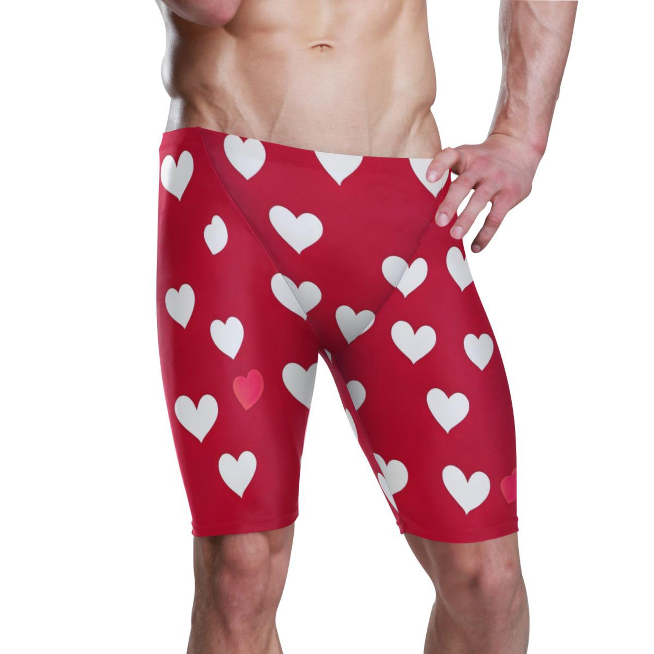 Valentine's Day Heart Men's Swim Jammers Racing & Training Swimsuit Fast, Flexible,Comfortable XXXL B0401238