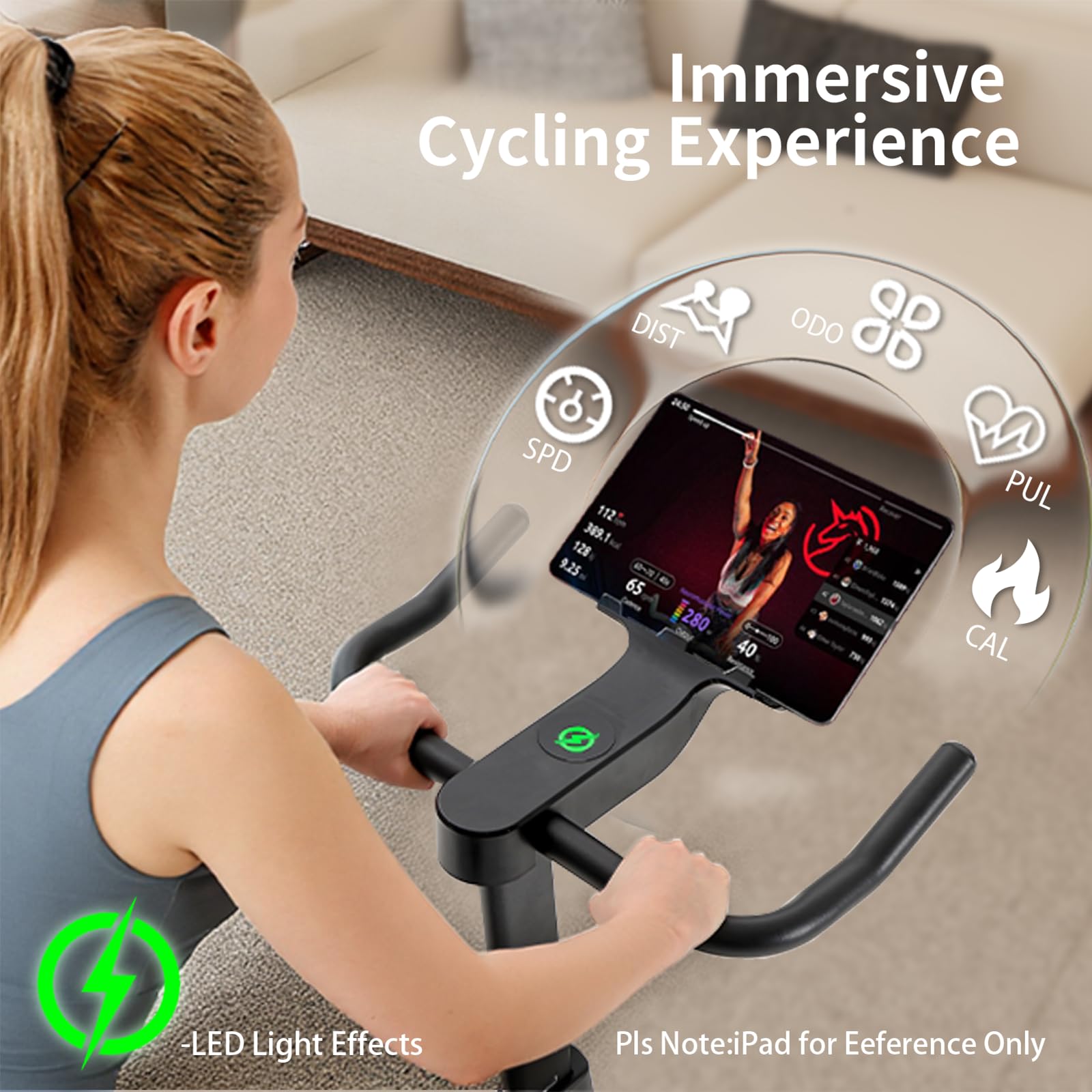 Bluearth Self-Powered Heimtrainer Fahrrad, leise Magnetischem Widerstand,max. 150KG , verstellbarer Widerstand & Smart-App mit Immersivem Erlebnis, Schlichtes Schwarz