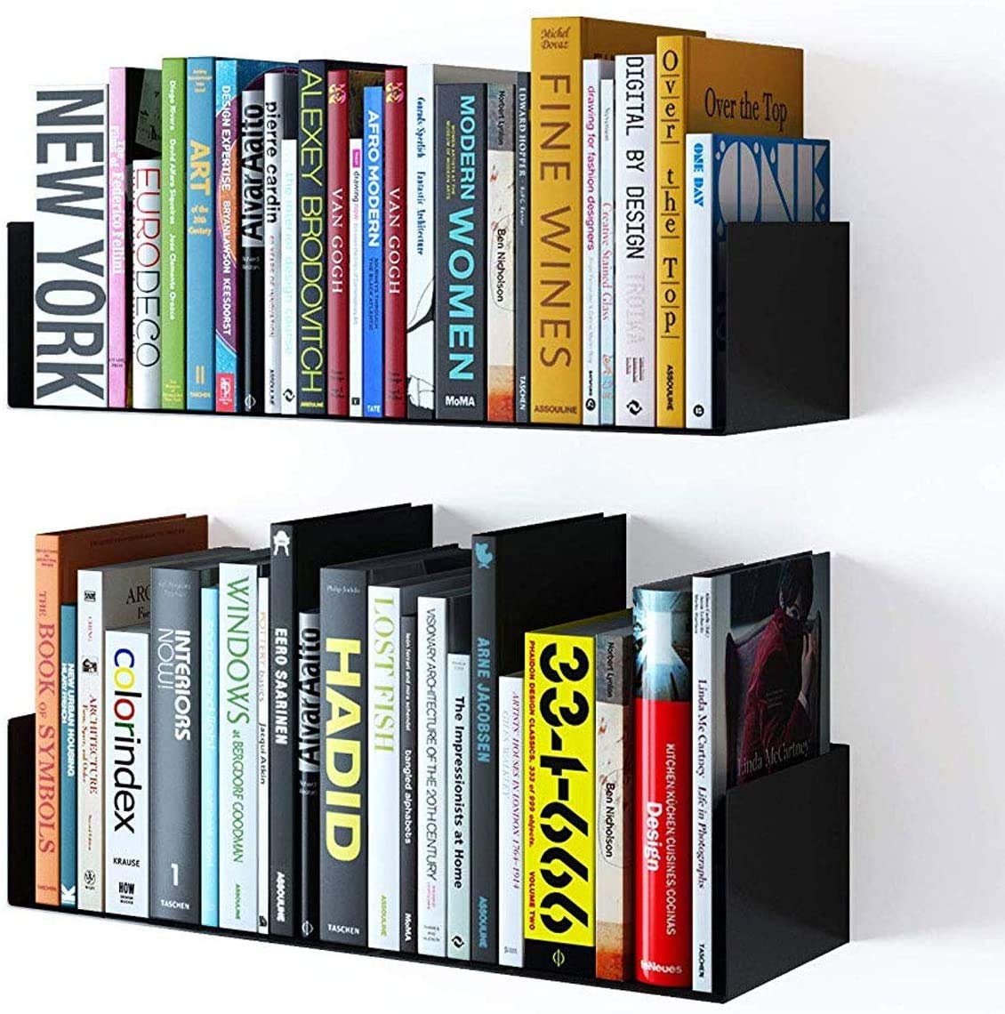 Snazzy Floating Wall Mount Wall Shelve Wall Shelf Metal U Shape Book Shelf CD DVD Storage Display Bookcase Black Set of 2