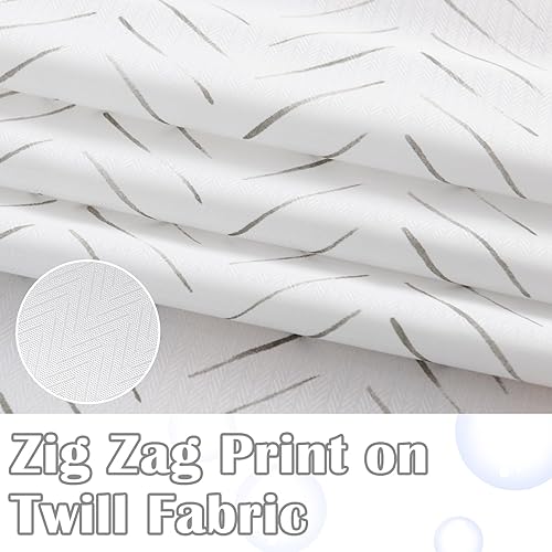 Miniatura 2 de jinchan Cortina de ducha pequeña, color gris topo y blanco, 36 x 72 pulgadas, diseño de espiga tinta, cheurón, zigzag, tela impermeable, moderna,