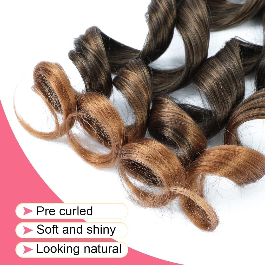 French Curly Braiding Hair 8 Pack Loose Wavy Spiral Curl Braids Crochet Hair Deep Wave Synthetic Extensions Pre Stretched Bouncy Braiding Hair (T30# - Image 4