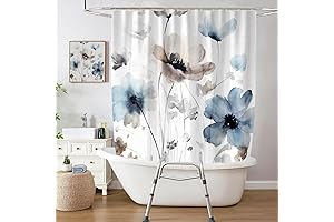Zenith Boho Style Transfer Bench Shower Curtain- Cream Floral Split Shower Curtain...