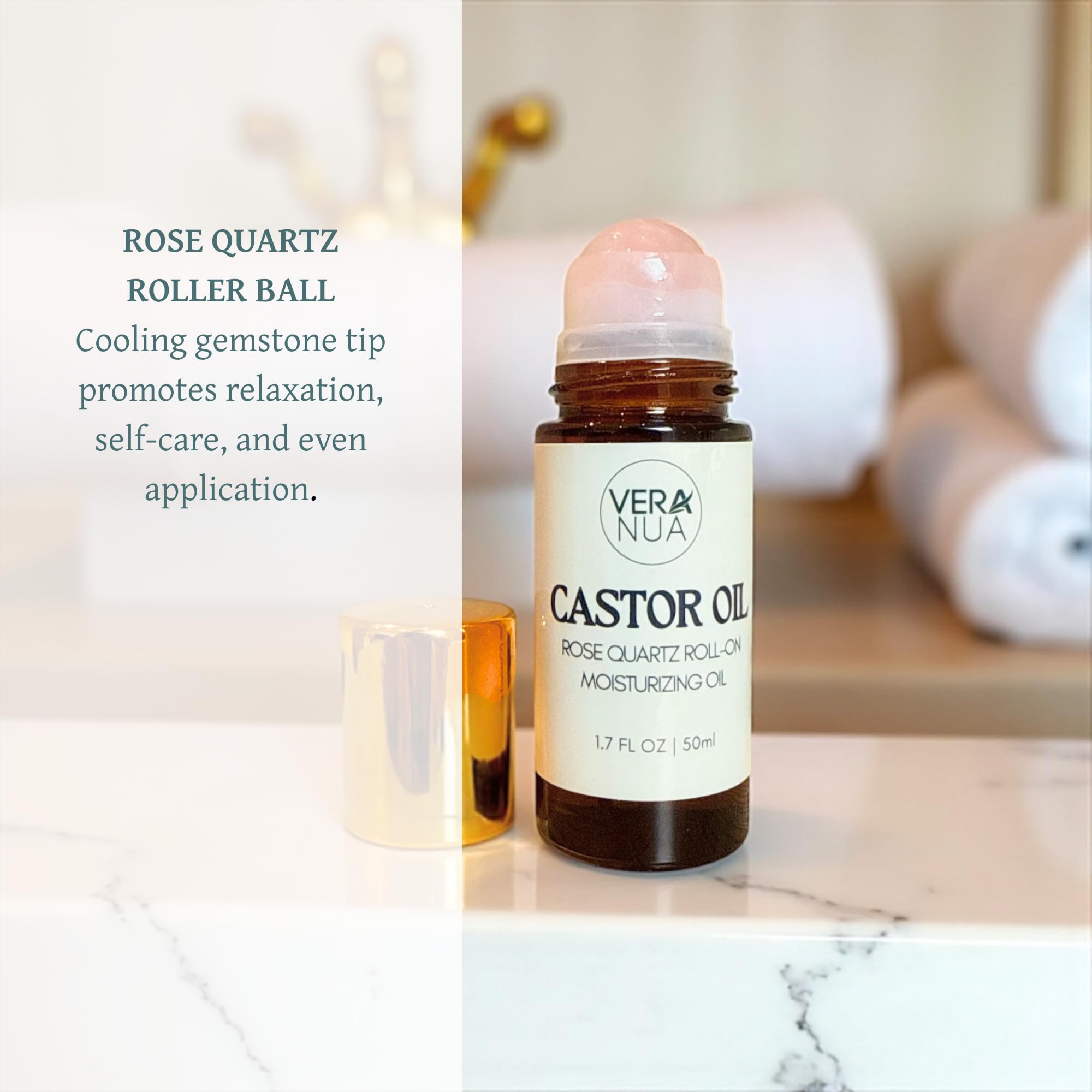 Amazon.com : VeraNua Castor Oil with Rose Quartz Roller – Made