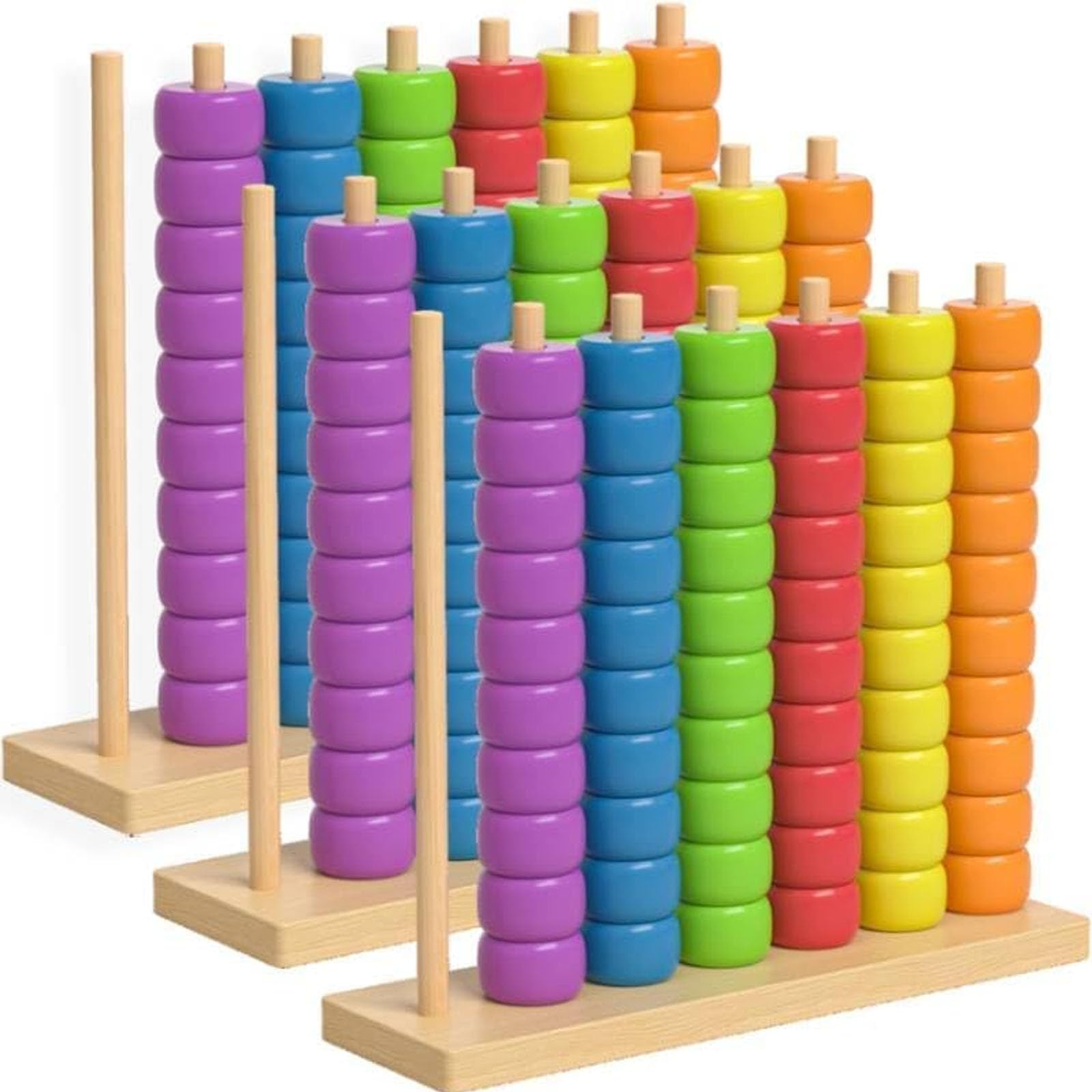 Holz-Farbkombinations-Herausforderungsspiel, Stapelpuzzle für Familie und Erwachsene mit über 60 logischen Herausforderungen, Geschwindigkeits- und Strategiespiel für Spieleabende 3PCS