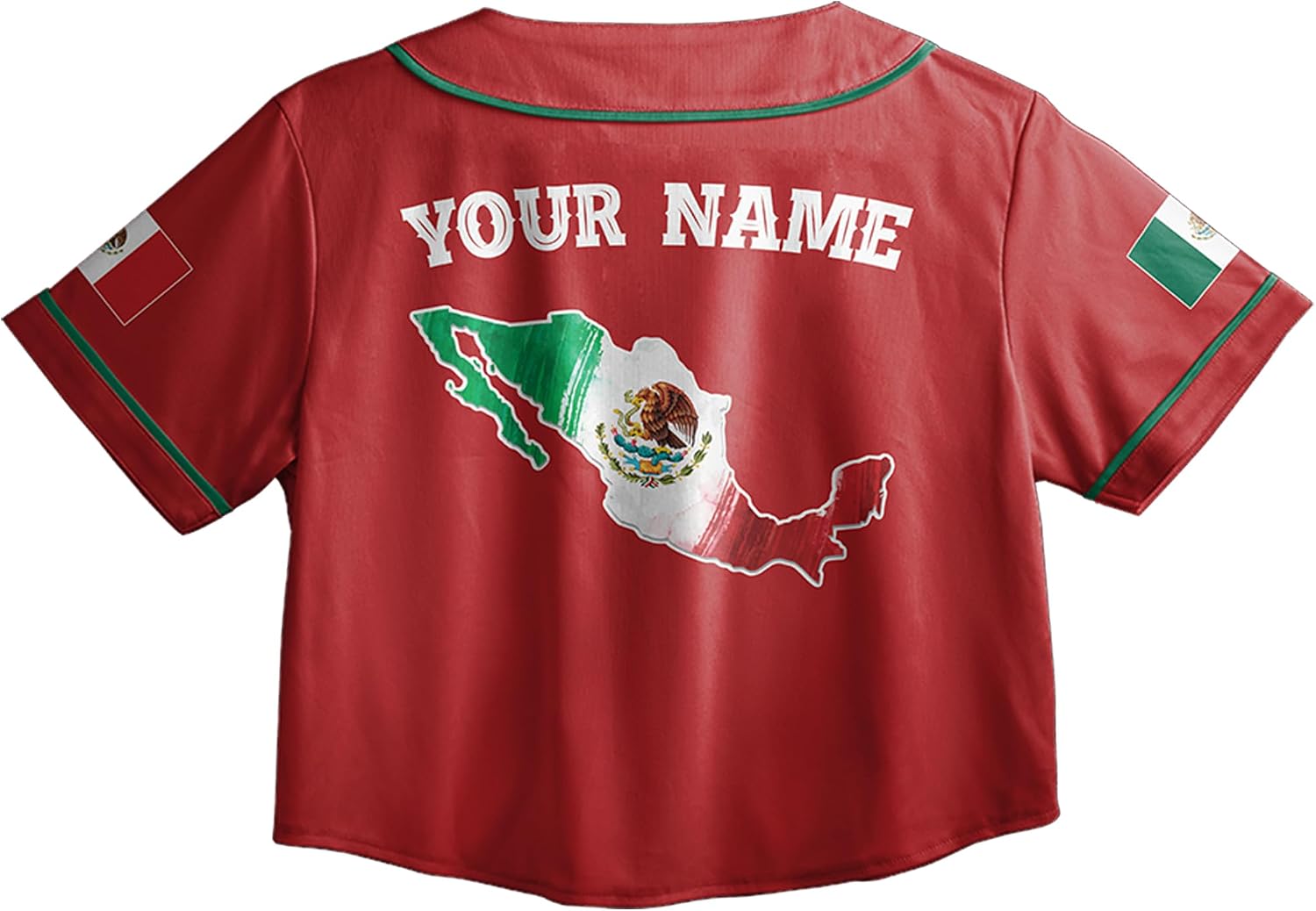 ThuhaTree Store Personalized Mexico Flag Mexico Mexican Crop Top Baseball Jersey XS-XL, Women’s Mexico Jersey (Style 8)