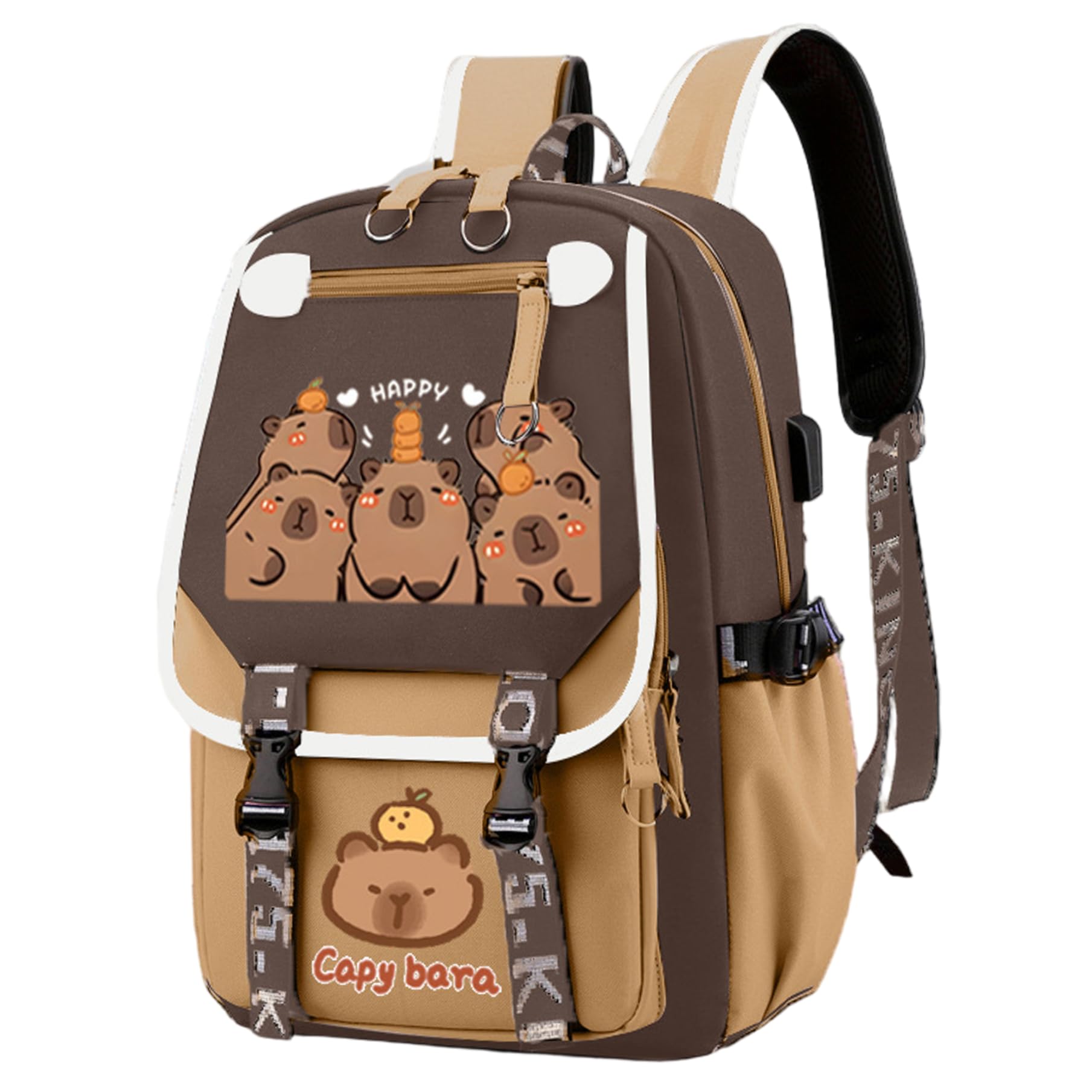 Mochila Capybara escolar de nylon para evitar espalda sudada 6