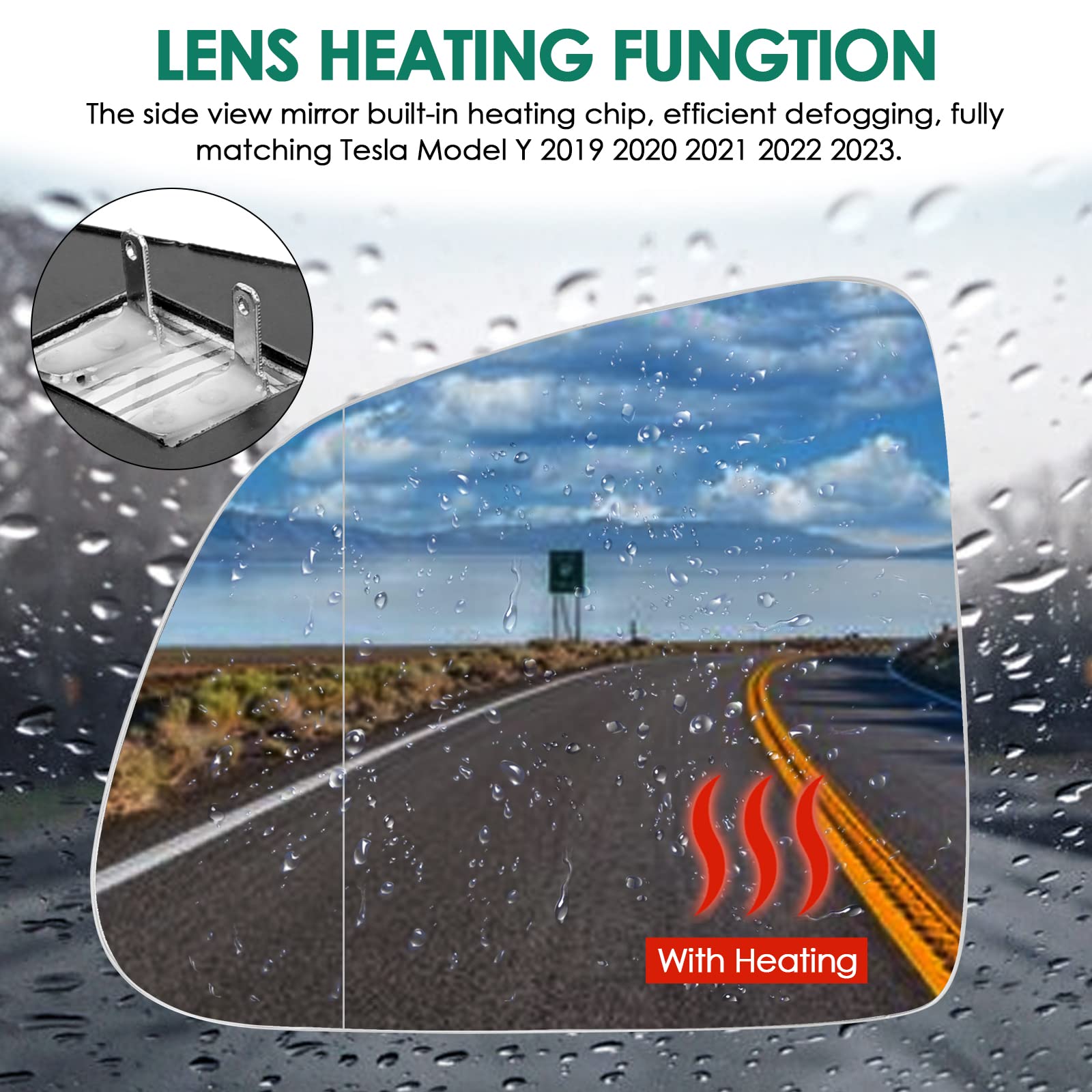 ONKENTET Side View Mirror Compatible with Tesla Model Y HD Panoramic