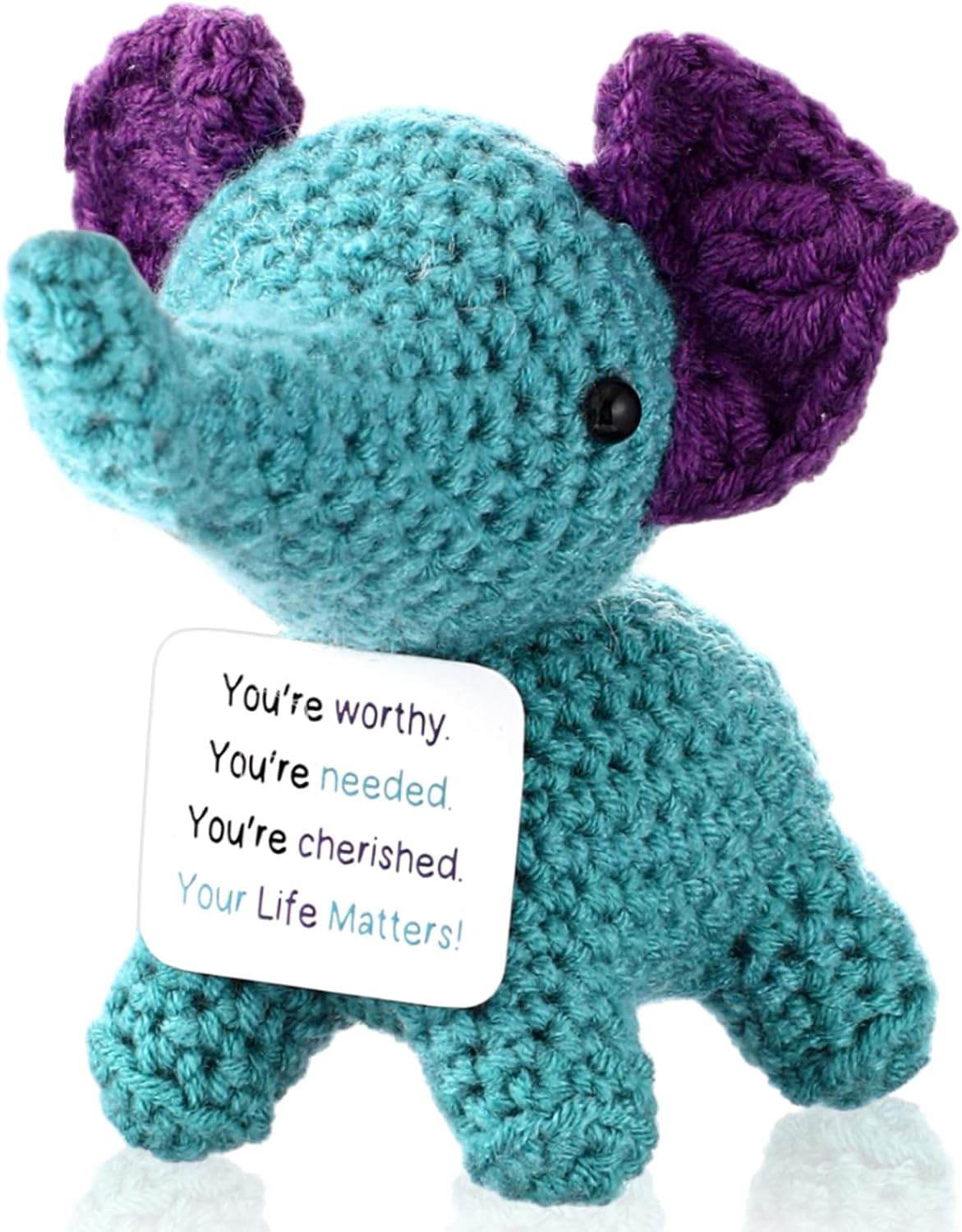 Soulchen Mental Health Awareness Month Gifts Suicide Awareness Elephant Crochet Animals Suicide Prevention Crochet Animal with Inspirational Card for Women Men Friends
