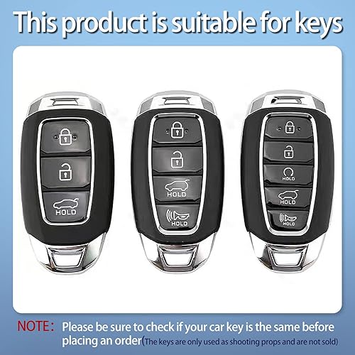 Miniatura 6 de Funda inteligente de aleación de zinc con patrón de fibra de carbono, compatible con Hyundai KONA, Palisade, Santa FE Keyless Car Remote Accesorio