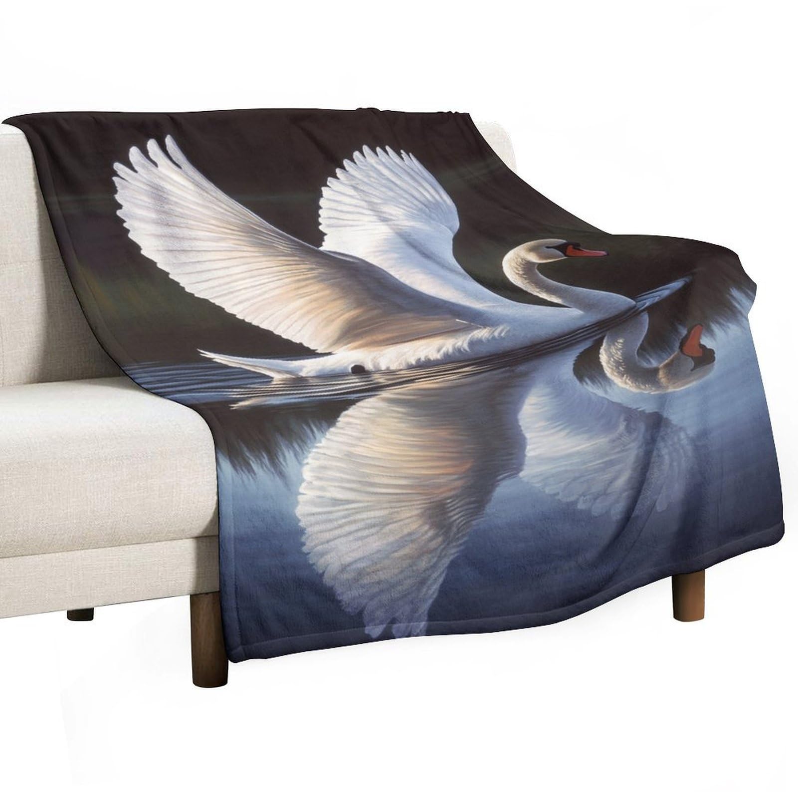 Couverture anti-boulochage durable Swan, plaid doux pour chambre