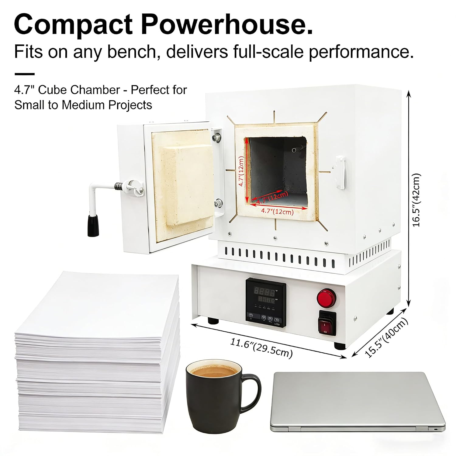 Laboratory Muffle Furnace Hi-Temp Burnout Oven 1100℃ High Temperature Resistance Furnace Integrated Intelligent Control 110V 2KW 4.7"x4.7"x4.7"