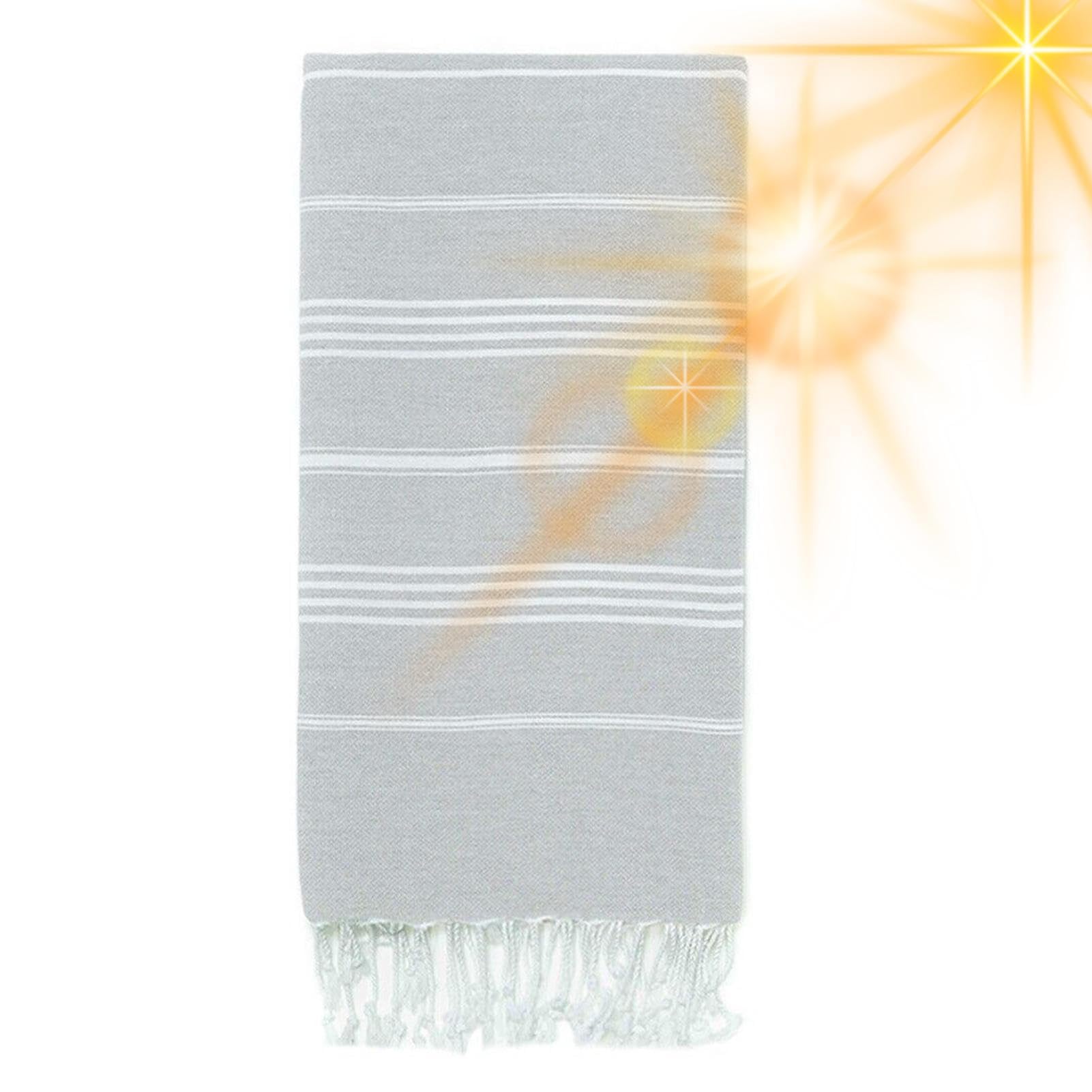 Eastuy Light Gray Striped Beach Towels | Quick Dry Striped Sand Sheet With Tassel - Travel For Swimming Pool, Beach, Bath, Sauna, Gym And Traveling