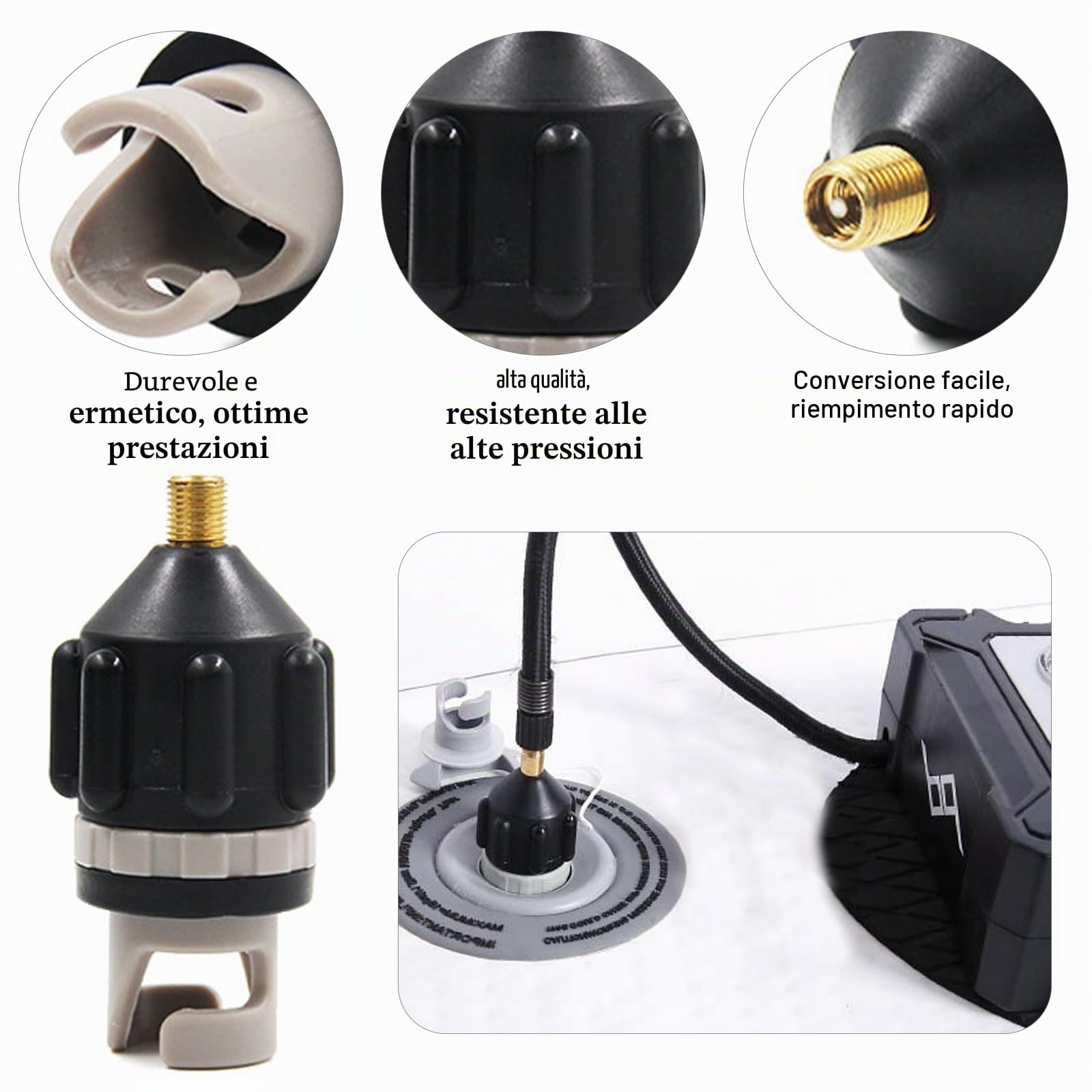 Adattatore Pompa Sup,Adattatore Sup Compressore Adatto 8 Valvola Dell'Aria,Accessori Sup Per Pompa Materassino Tavola Surf Paddle Board Gommone,Accessori Sup Paddle Kayak Pompa Elettrica