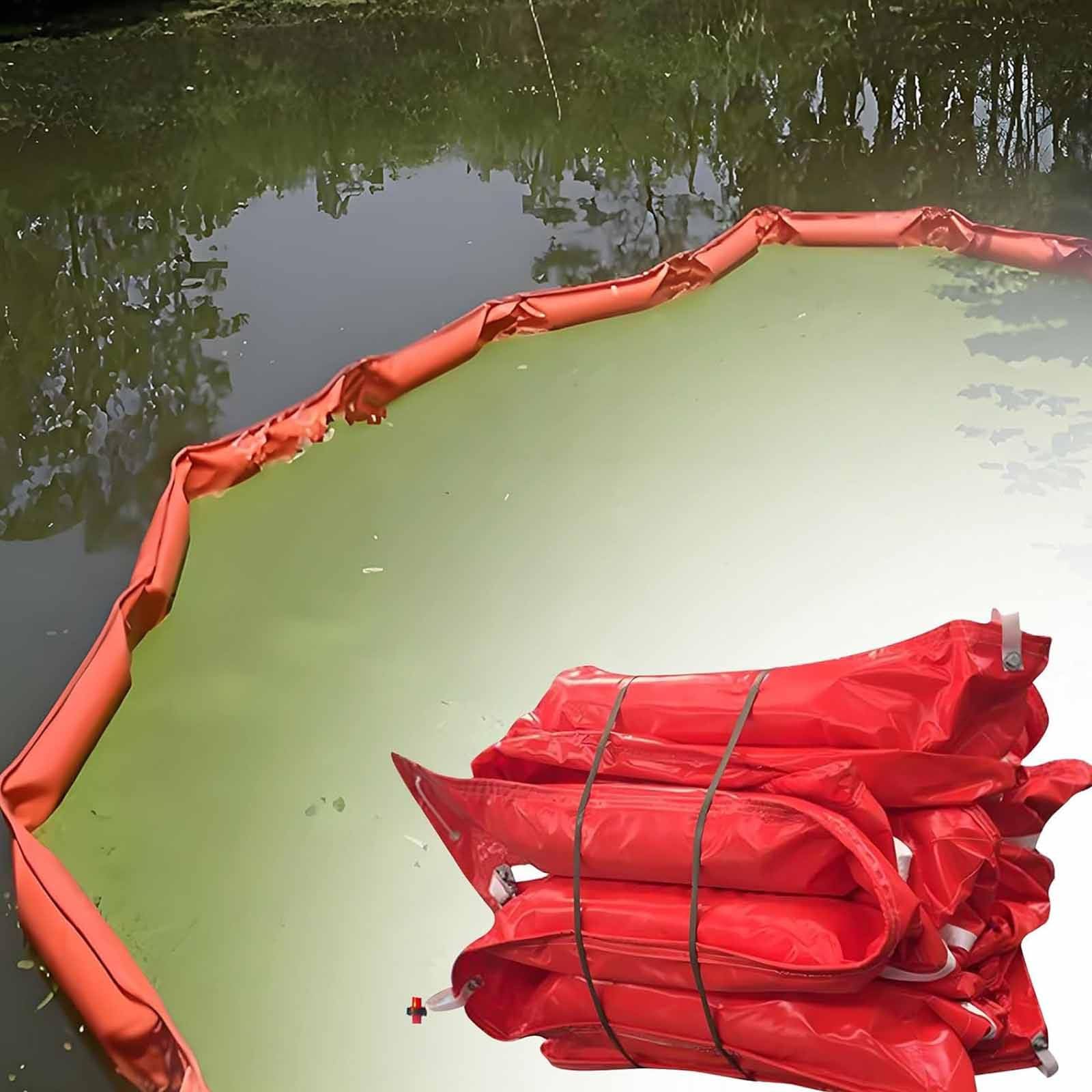 DUANHOZ PVC Oil Boom,Heavy-Duty PVC Floating Oil Boom - 20m (65.6ft) x 45cm (17.7in) Quick-Deployment Containment Barrier for Marine & Industrial Oil Spill Control in Ports