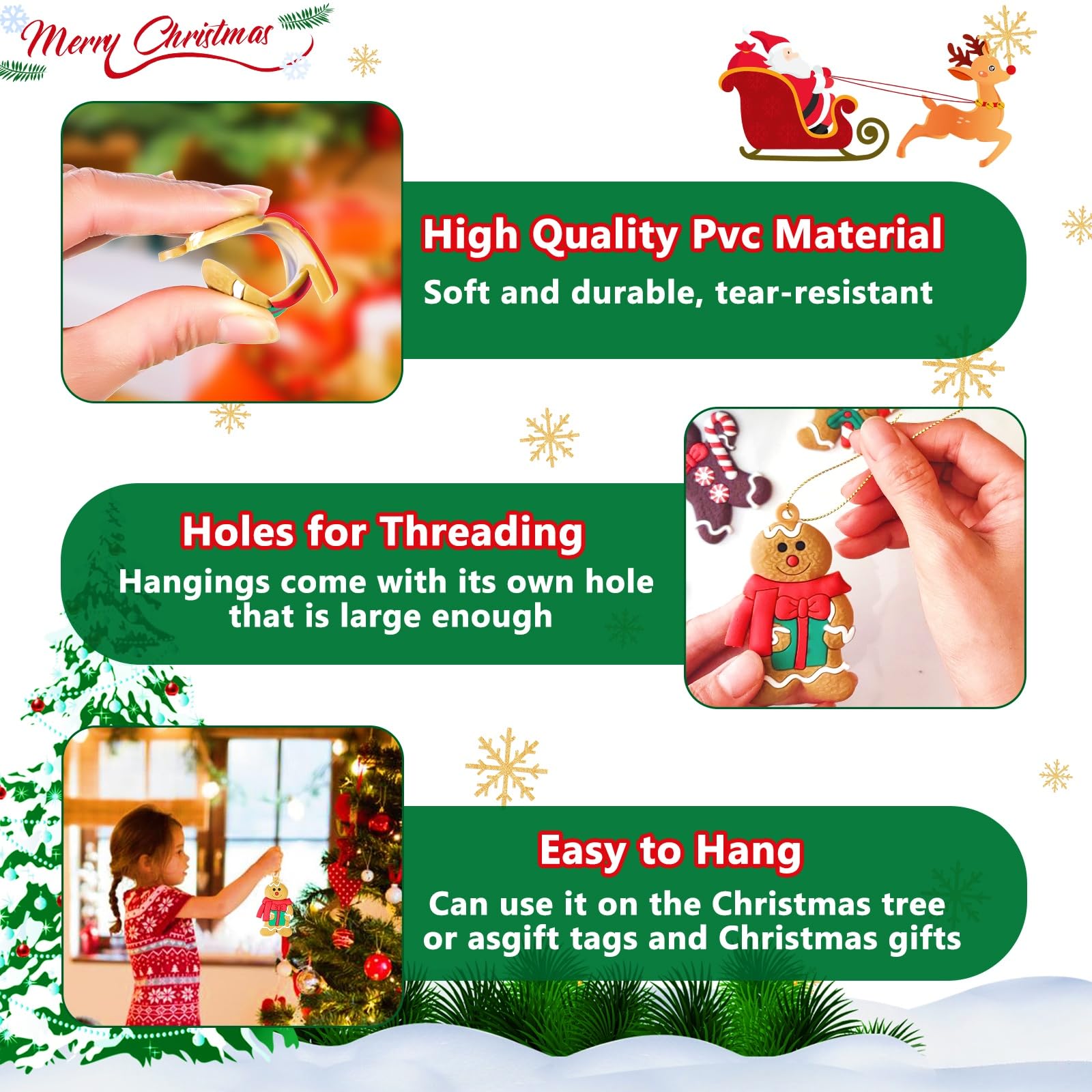 Furuising 15Pcs Christmas Gingerbread Man Ornaments, Cute Gingerbread Christmas Decorations - Image 3