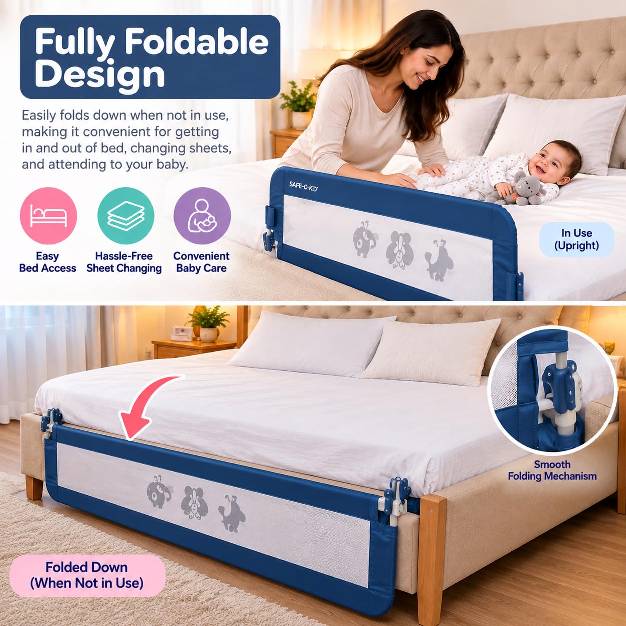 Safe-O-Kid Bed Rail Guard - Baby Safety -7