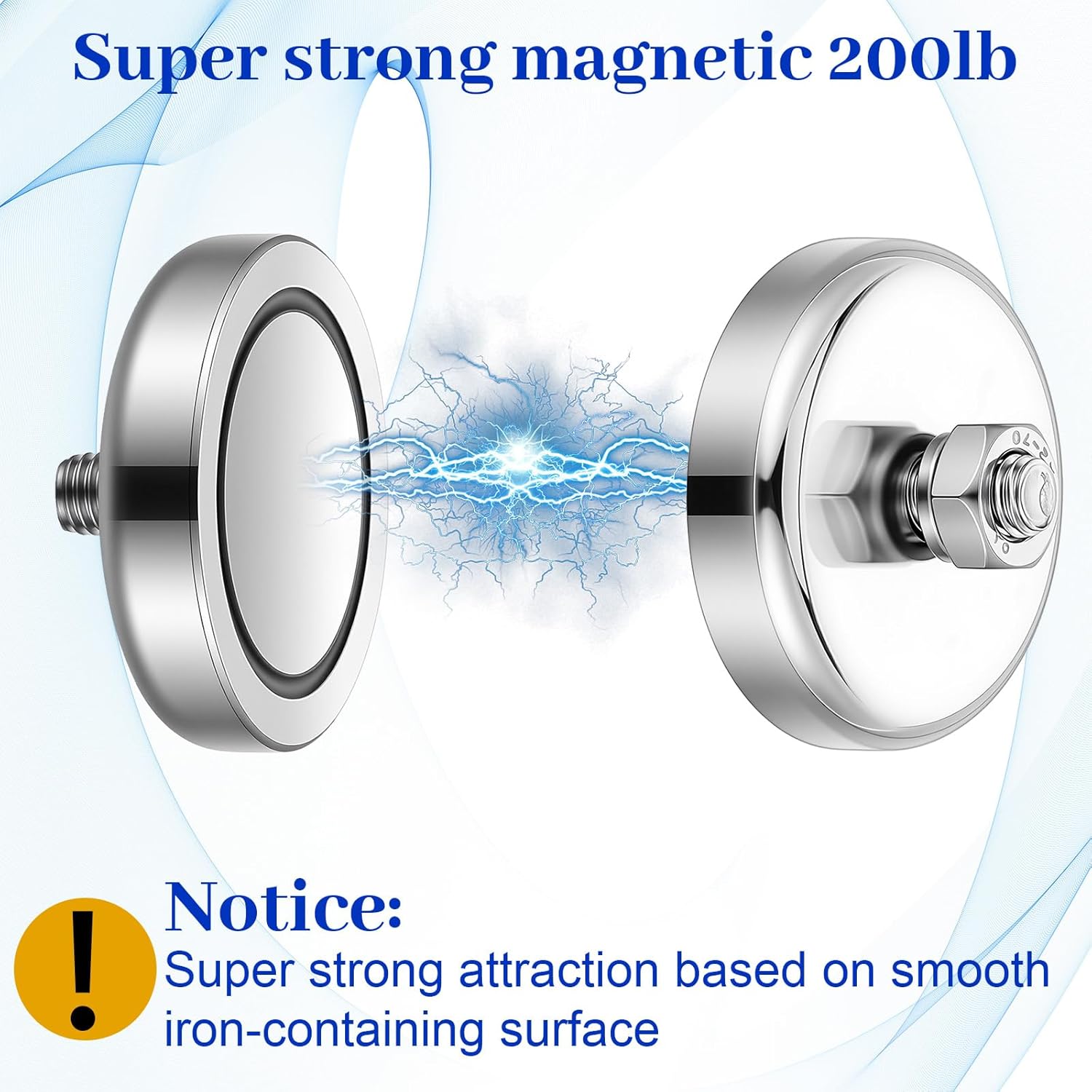 4 Packs Super Strong Neodymium Round Magnet with M8 Male Thread Nuts Bolts 200 lb Corrosion-Resistant Mounting Magnet for Lighting Camera and Other Brackets Outdoor Tools 48mm D