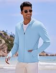 COOFANDY Men's Full Zip UPF 50+ Light Jacket hooded sun Protection Cooling Long Sleeve Shirts with Pockets