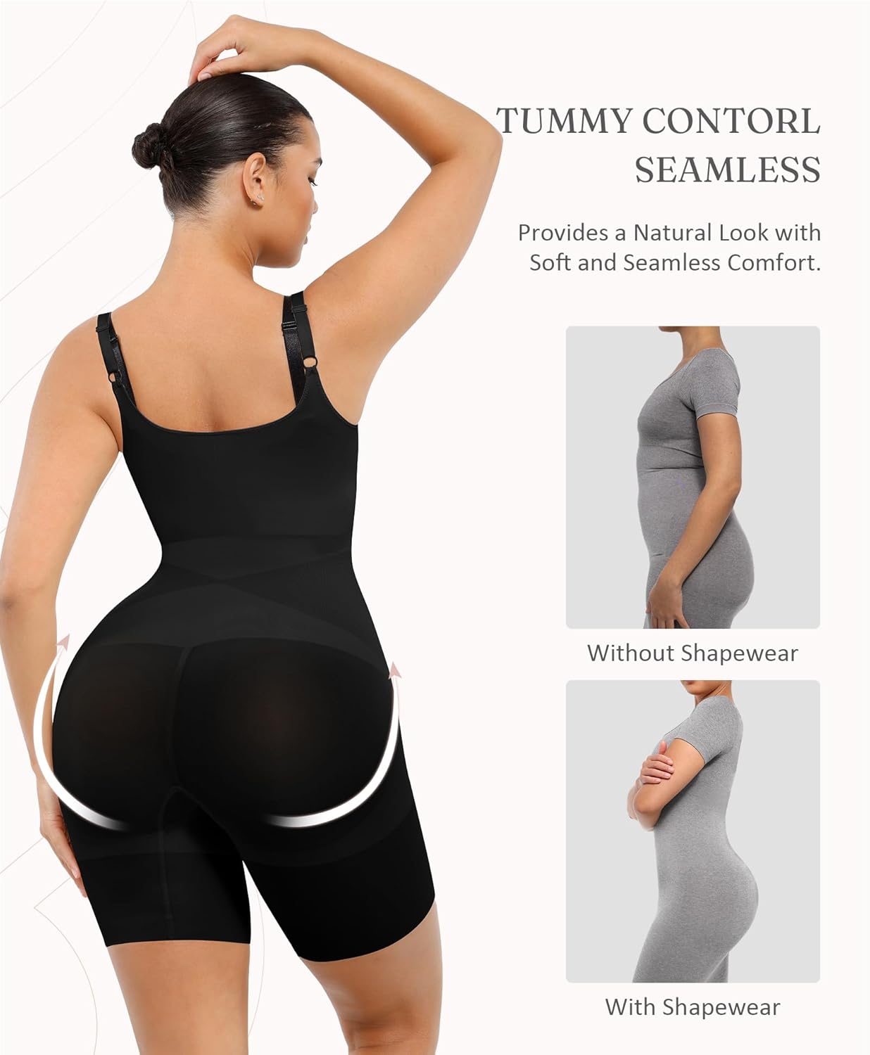 FeelinGirl Shapewear for Women Tummy Control Body Shaper Seamless Faja with Open Crotch - Image 3