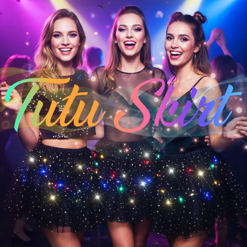 Nicute Light Up Tutu Led Layered Tulle Tutus Skirt for Women