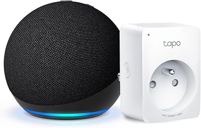 Echo Dot (5e génération) | Anthracite + Tapo Matter Prise Connectée, Fonctionne avec Alexa – Kit de démarrage Maison connectée