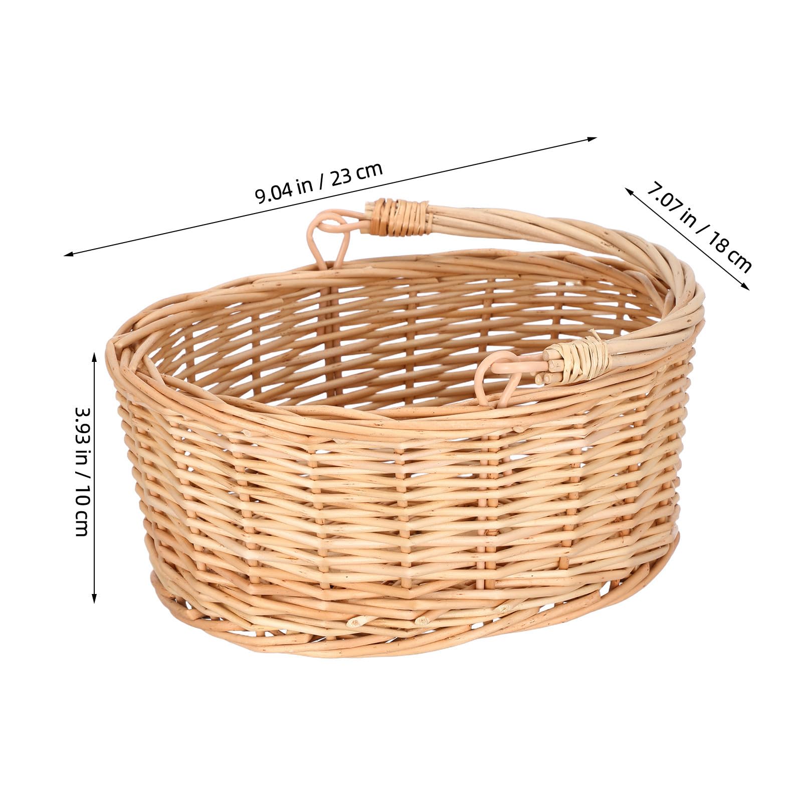 Mimbre Cesta de Picnic Marrón con Asa, 2 Piezas, Ovalada