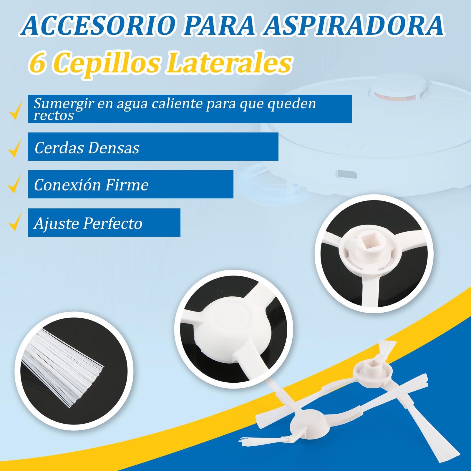 Para Xiaomi Robot Vacuum Mop 2S/ Mop P/Mop Pro/S12 /S10 EU T12 B106GL Repuesto Accesorios con 2 Cepillo Principal, 6 Cepillos Laterales, 4 Filtros Hepa, 5 Paños Fregado Accessory