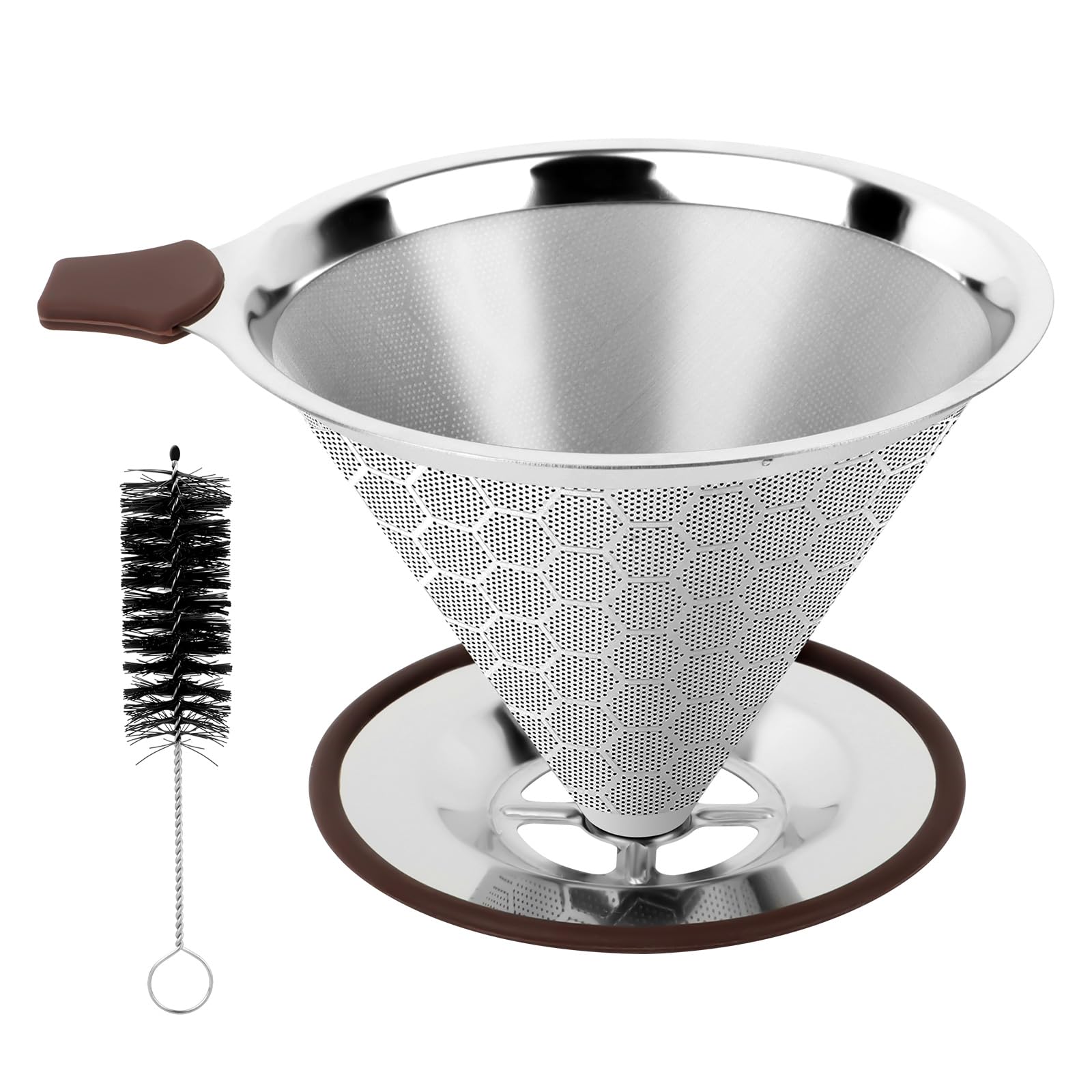 Filtro da caffè a cono – Filtro per caffè in acciaio inox, gocciolatore riutilizzabile | Gocciolatore per caffè in acciaio inox, filtro per caffè a goccia lento senza carta antiruggine per gli
