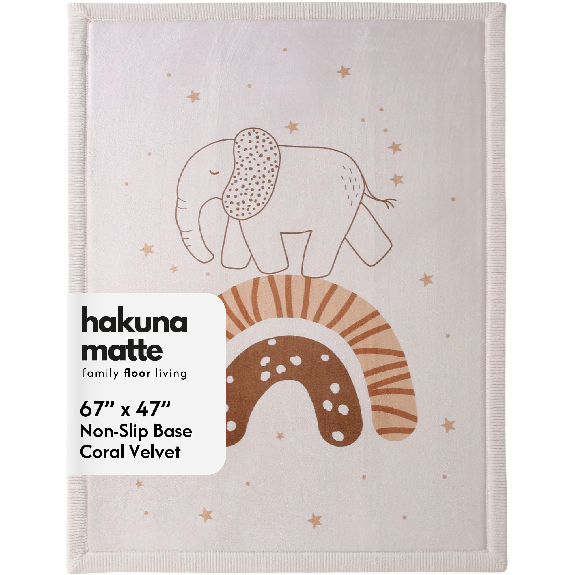 Hakuna Matte CloudSoft Baby Play Mat for Floor 47 x 67 Rainbow Elephant