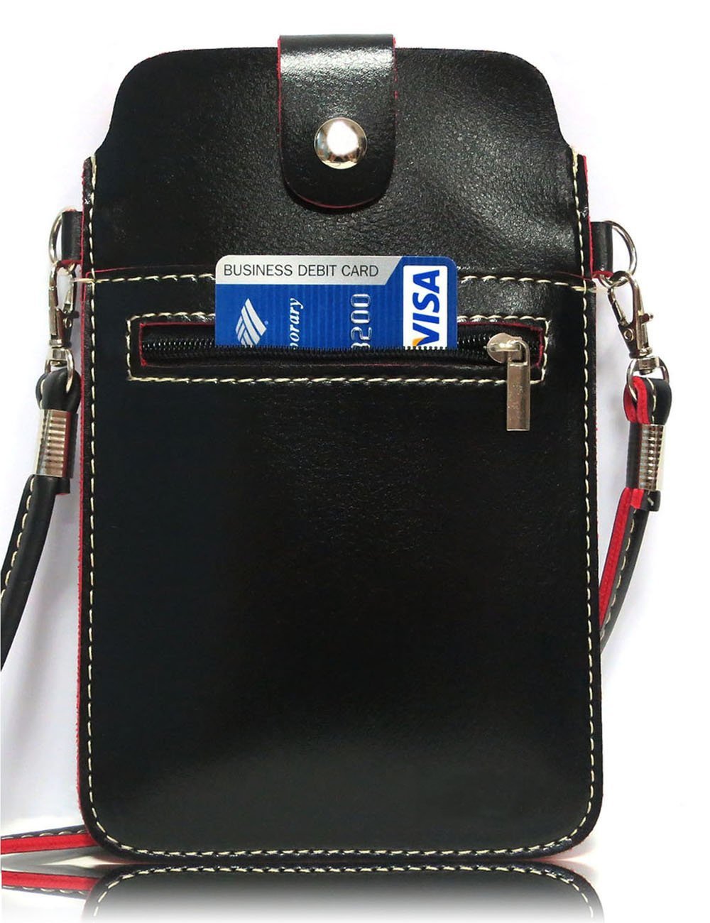 Liujie PU Leather Mini Mobile Phone Bag with Shoulder Strap and Metal Button for iPhone 6 Plus Samsung Galaxy S6 Edge and more Other Phone Types Under 5.5 inches (black)