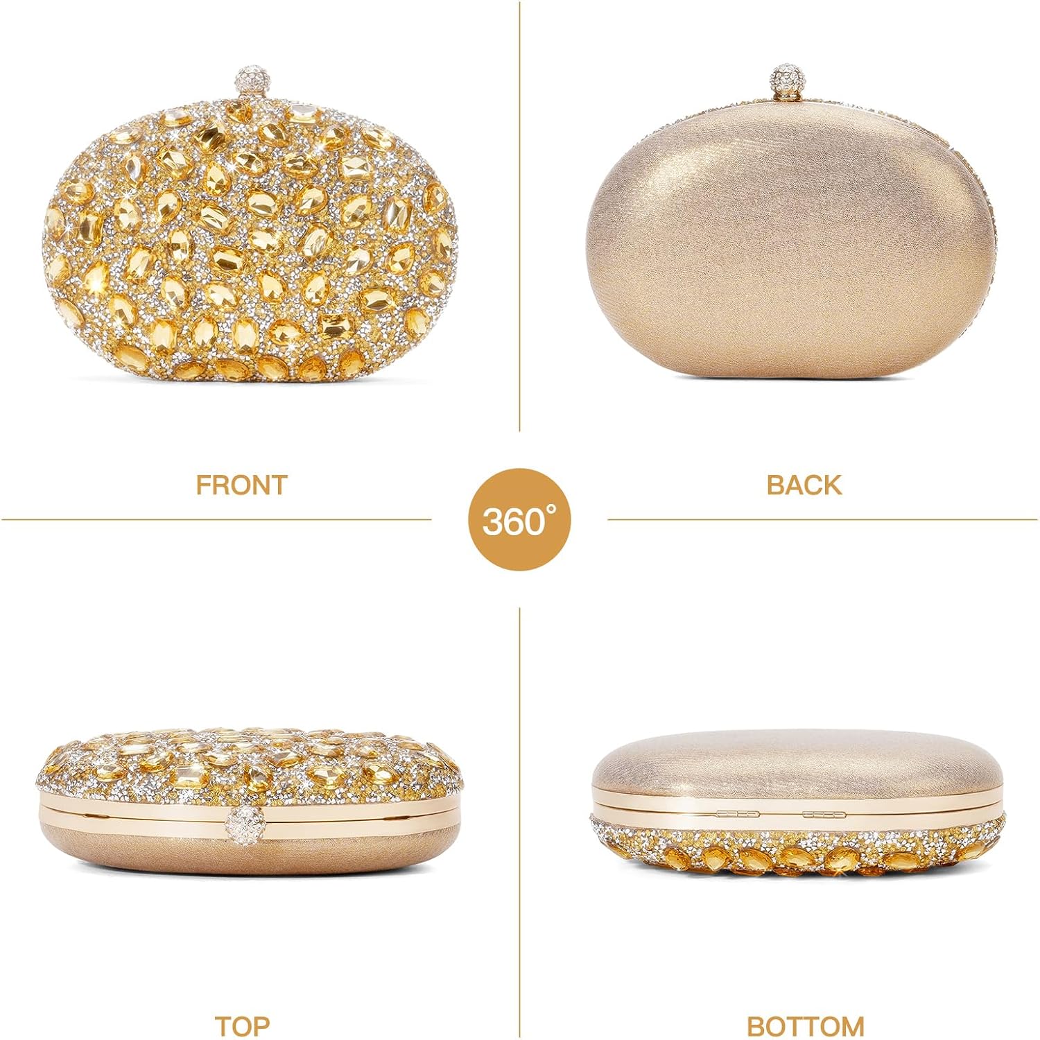 RNIEGA Rhinestone Clutch Purses for Women Evening Wedding Formal Party Purses Crystal Diamond Glitter Sparkly Handbag