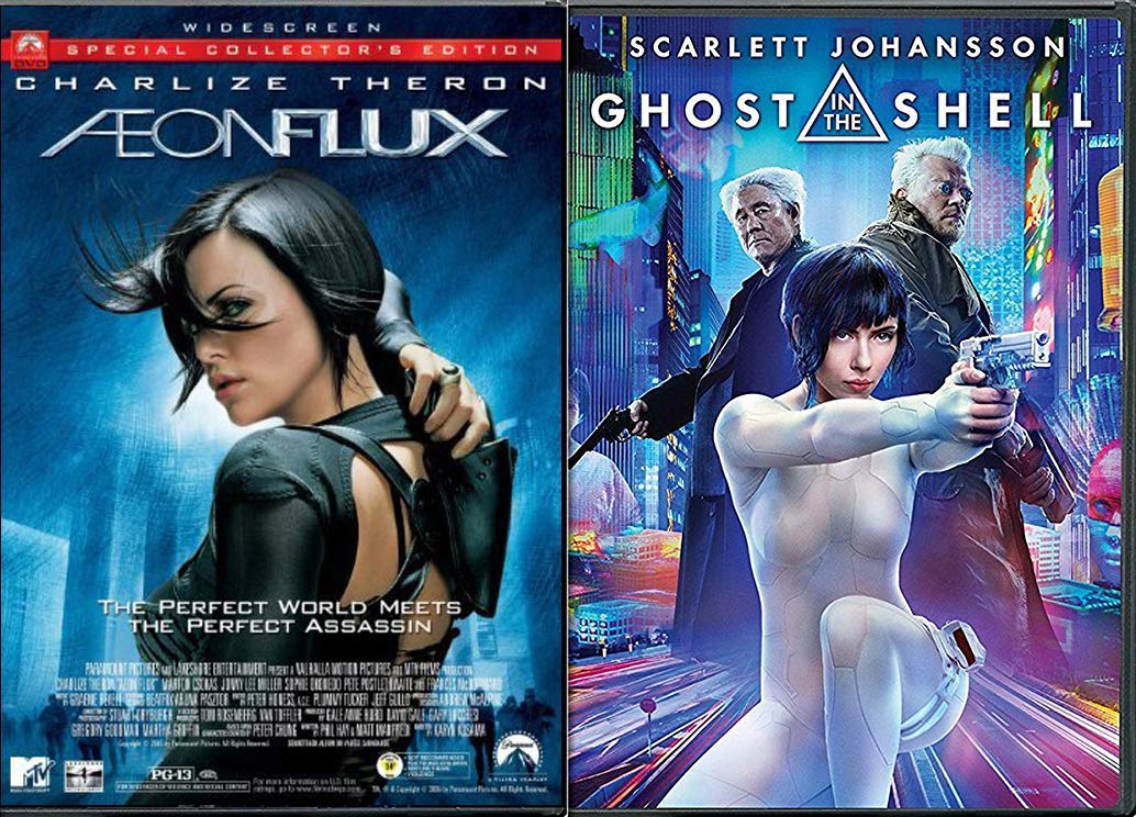 Amazon Com Super Babes In Scifi Classics Aeon Flux Ghost In The Shell Dvd Double Feature 2 Movie Set Scarlett Johansson Charlize Theron Movies Tv
