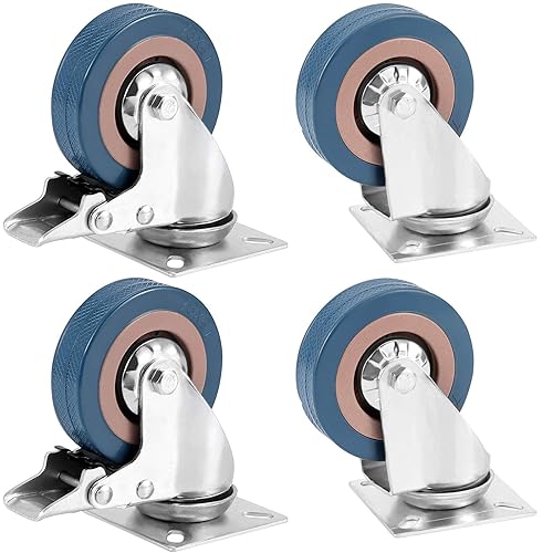 ZOENHOU Juego de 4 ruedas giratorias de goma gris de 3 pulgadas, 440 libras, 360 grados, cloruro de polivinilo resistentes para carros, muebles,