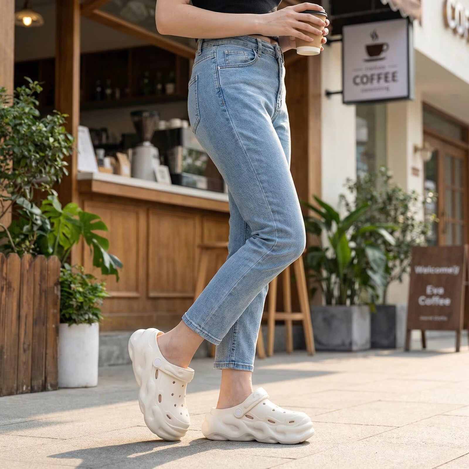 Damen Clogs Plateau Strand Sandalen Slip On Hausschuhe rutschfeste Atmungsaktive Sommer Indoor Outdoor
