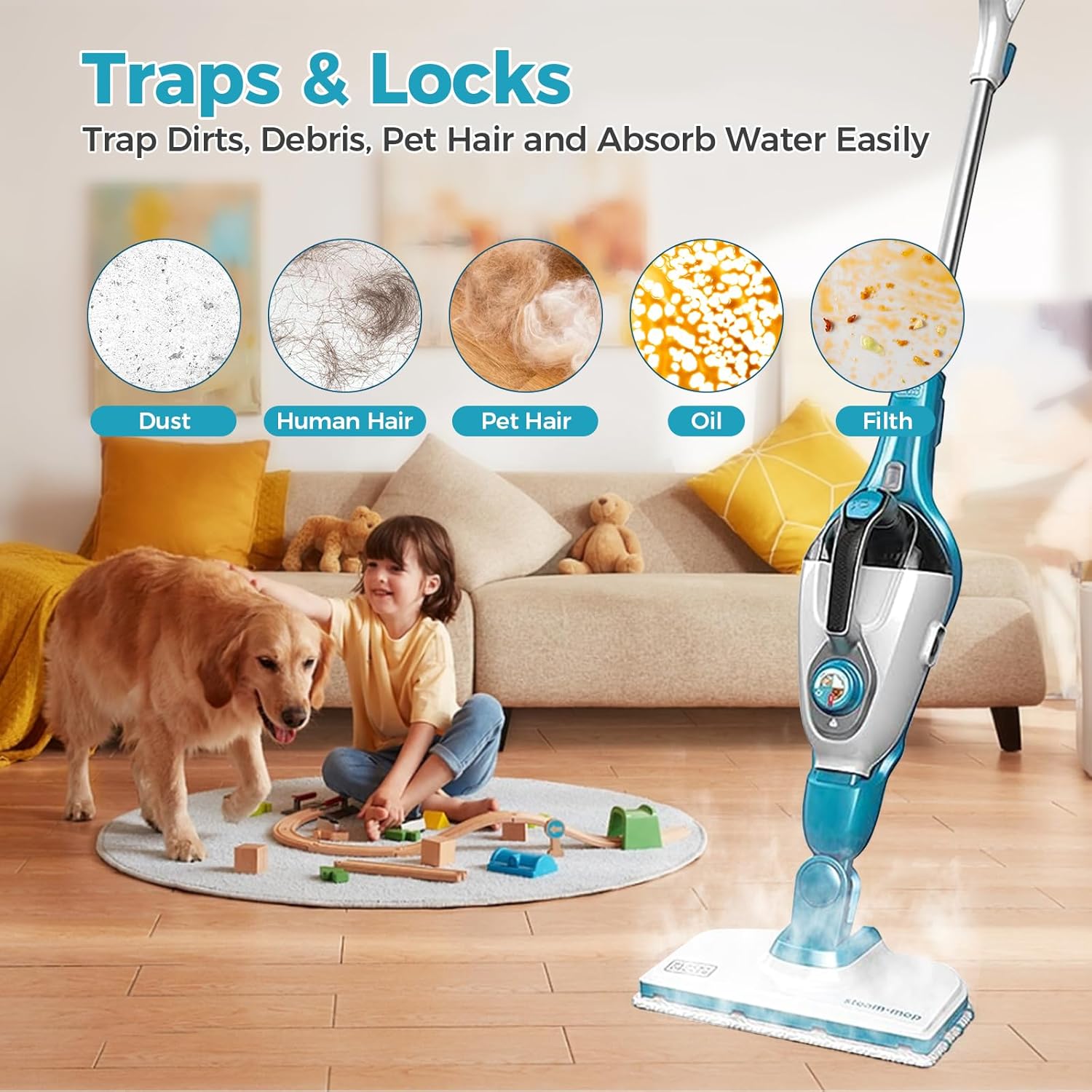 4 PCS Replacement Pads Accessories Compatible with Black+Decker Steam Mop SM1600, SM1610, SM1620, HSM13E1, HSMC1300FX, HSMC1321, HSMC1321APB, HSMC1361SGP, BDH1855SM, BDH1760SM, SMP20 Mop Pads - Image 6