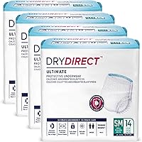 Vista 1 de Dry Direct Ultimate Protective Underwear, Soft Cloth-Like Adult Diapers, Max Absorbency Disposable Incontinence Protection - Small (Case of 56)
